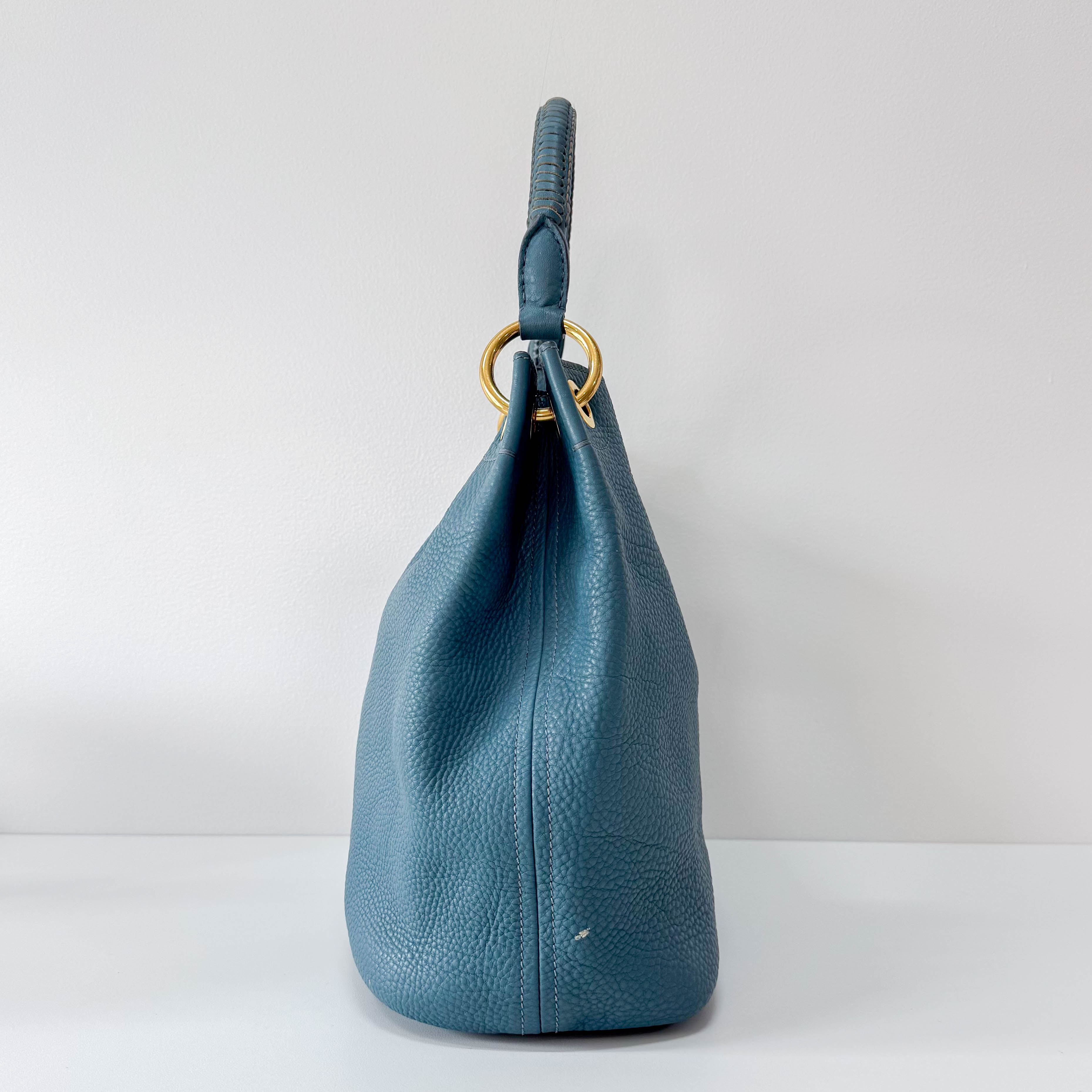 Sky Blue Vitello Daino Tote Bag