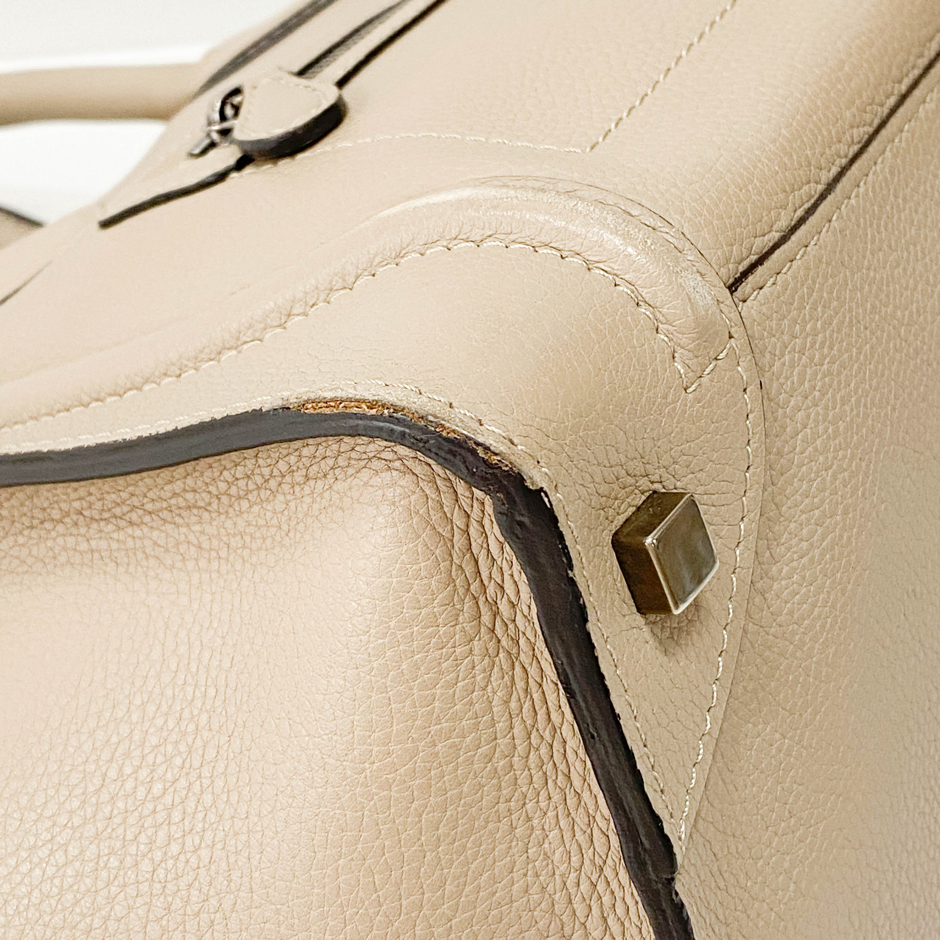 Mini Luggage Grey Leather Tote Bag