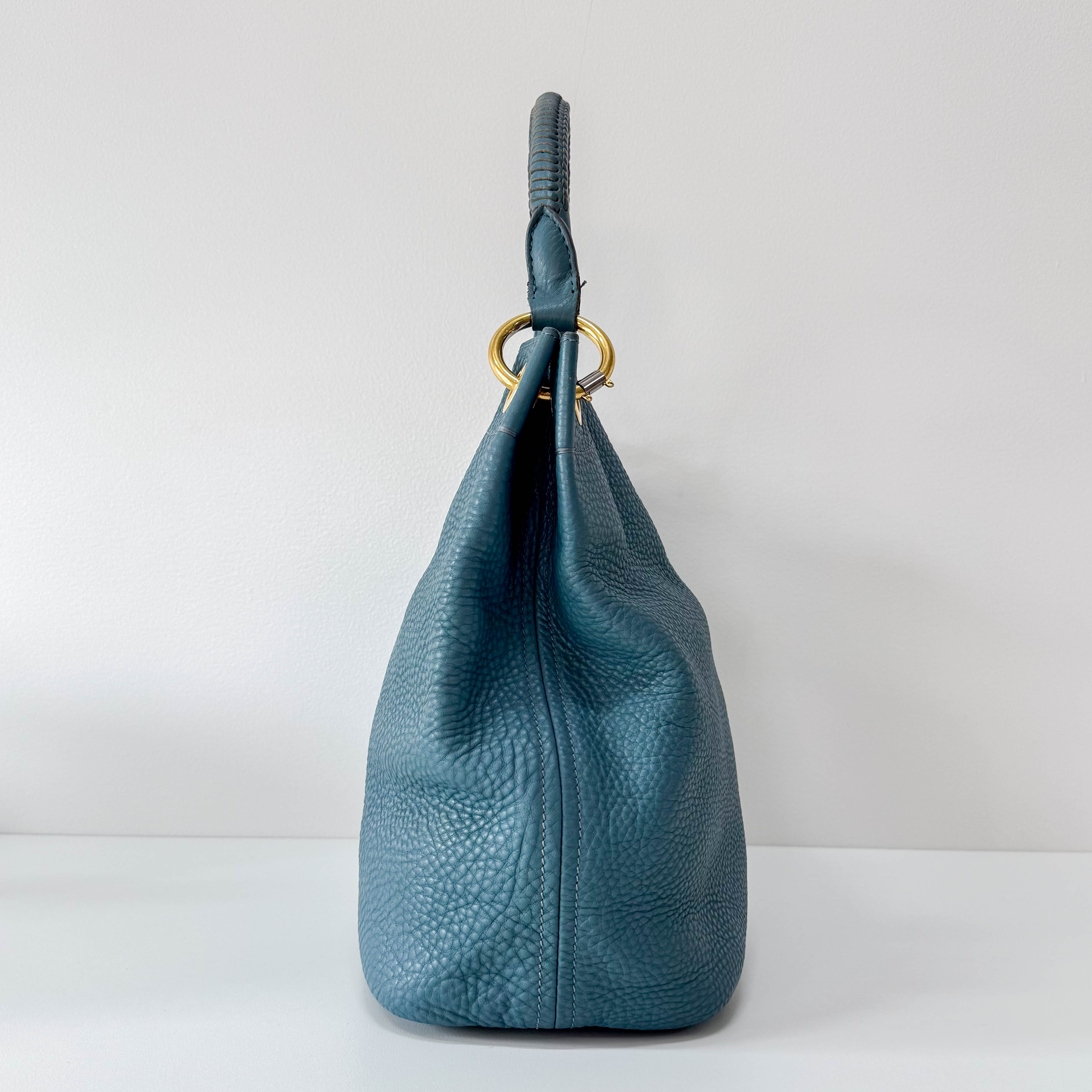 Sky Blue Vitello Daino Tote Bag