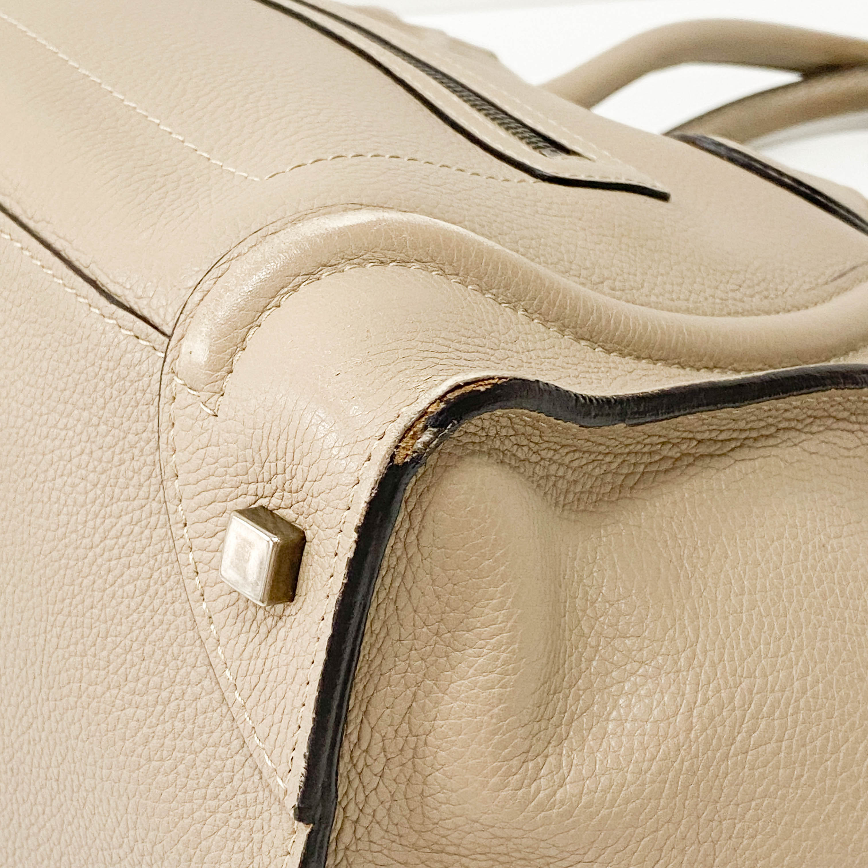 Mini Luggage Grey Leather Tote Bag