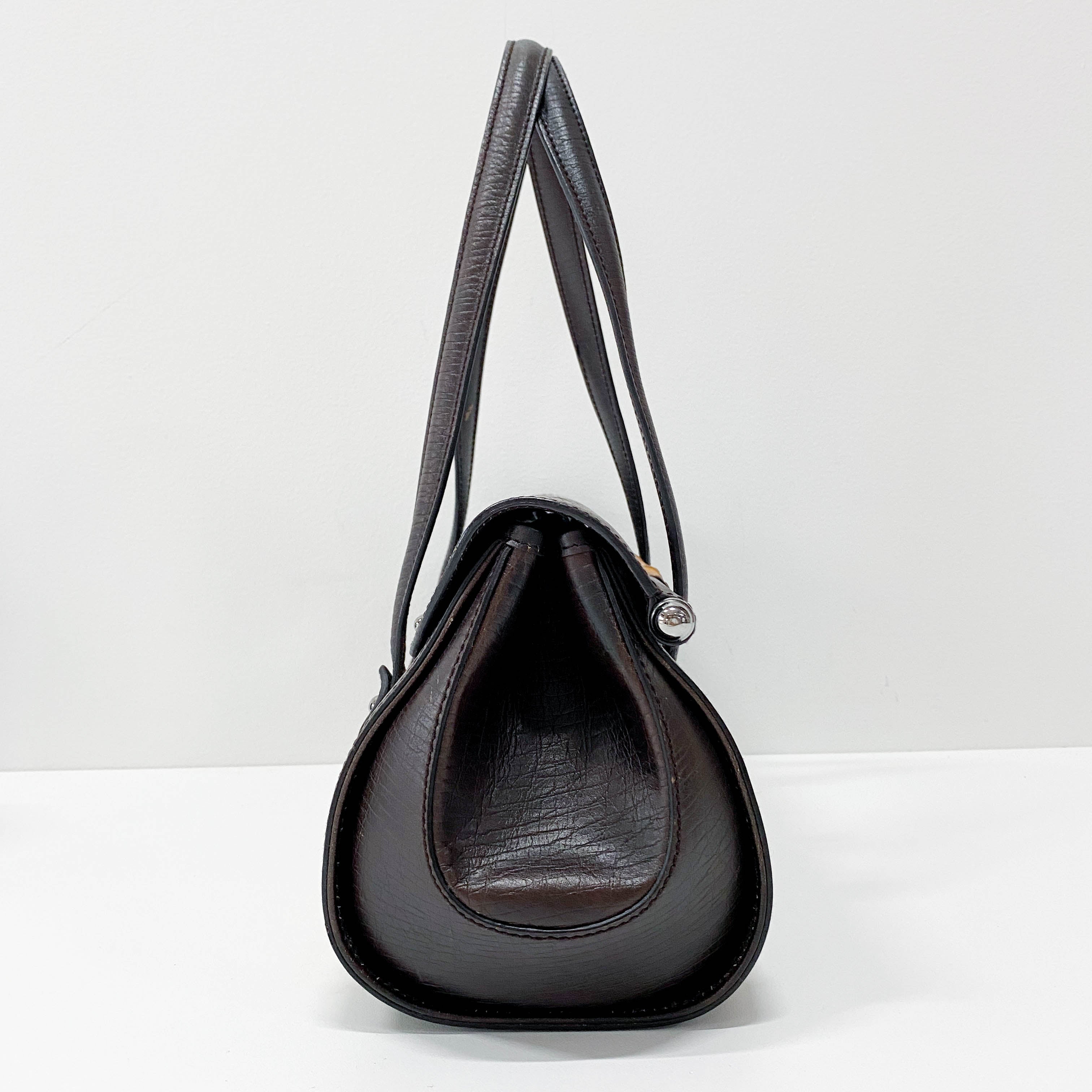 Bamboo Bullet Brown Leather Shoulder Bag