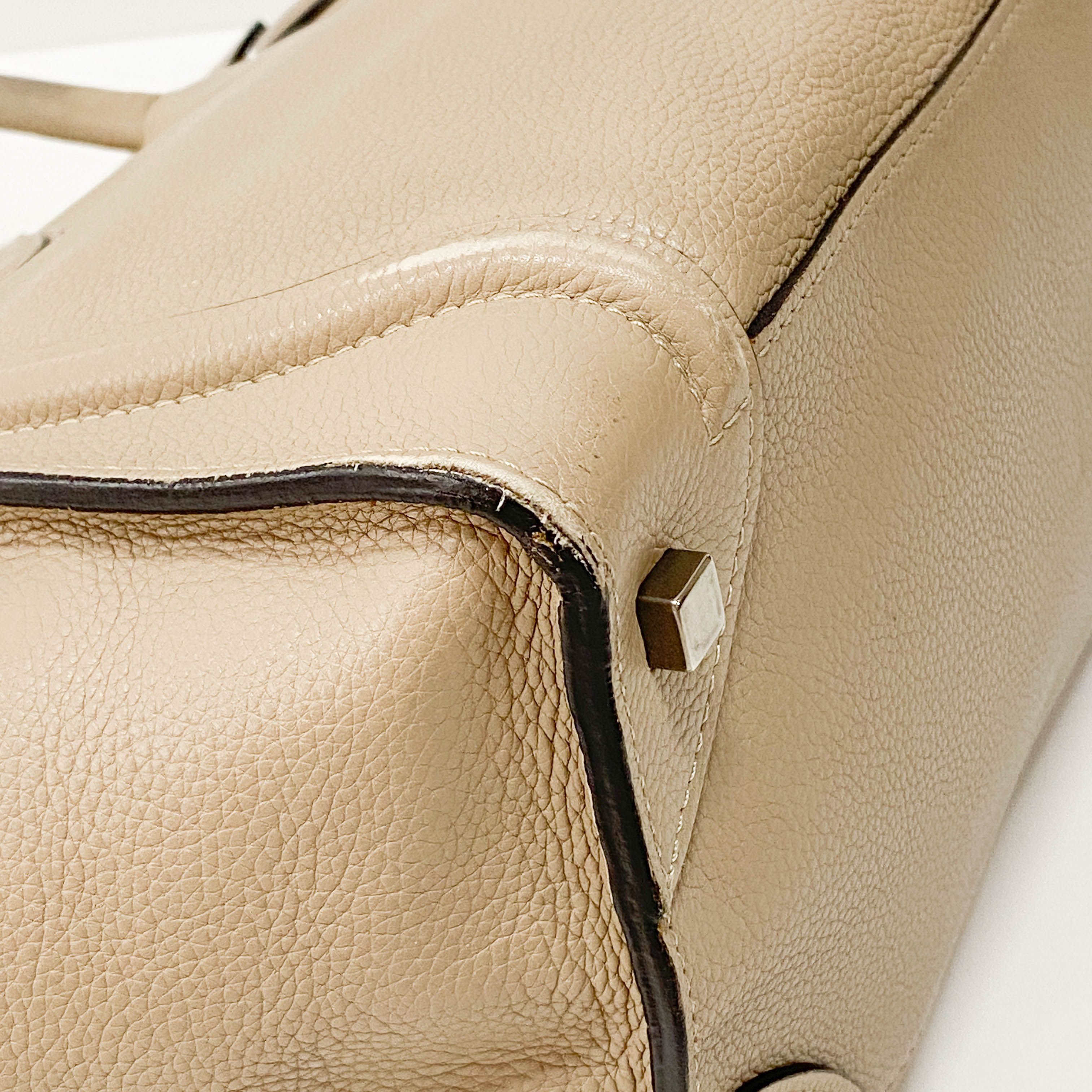 Mini Luggage Grey Leather Tote Bag