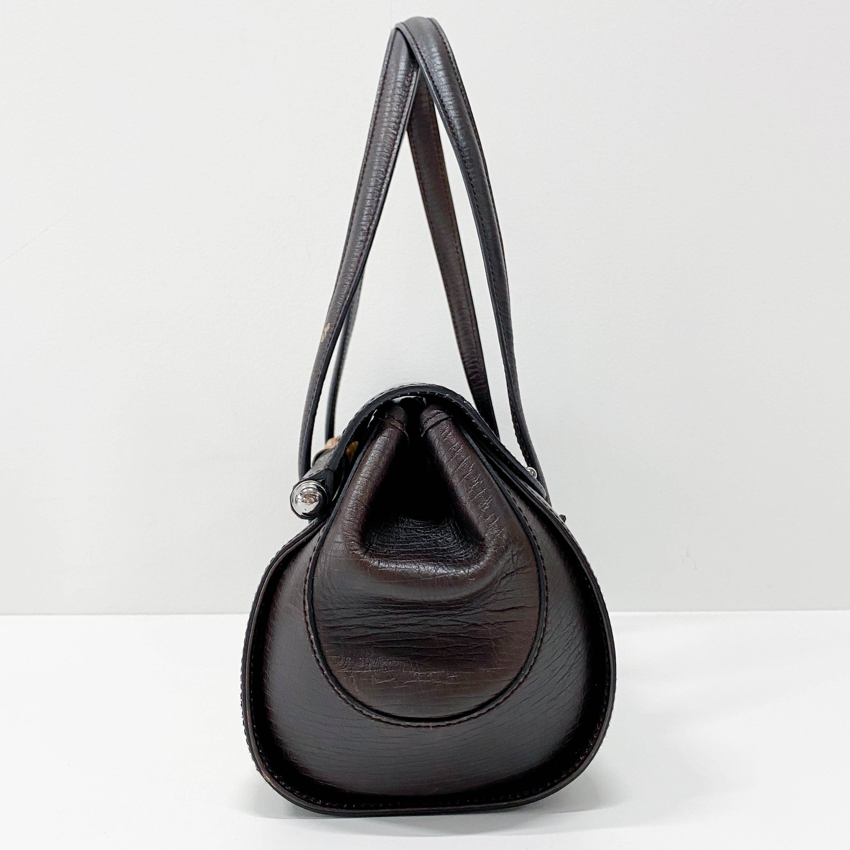 Bamboo Bullet Brown Leather Shoulder Bag