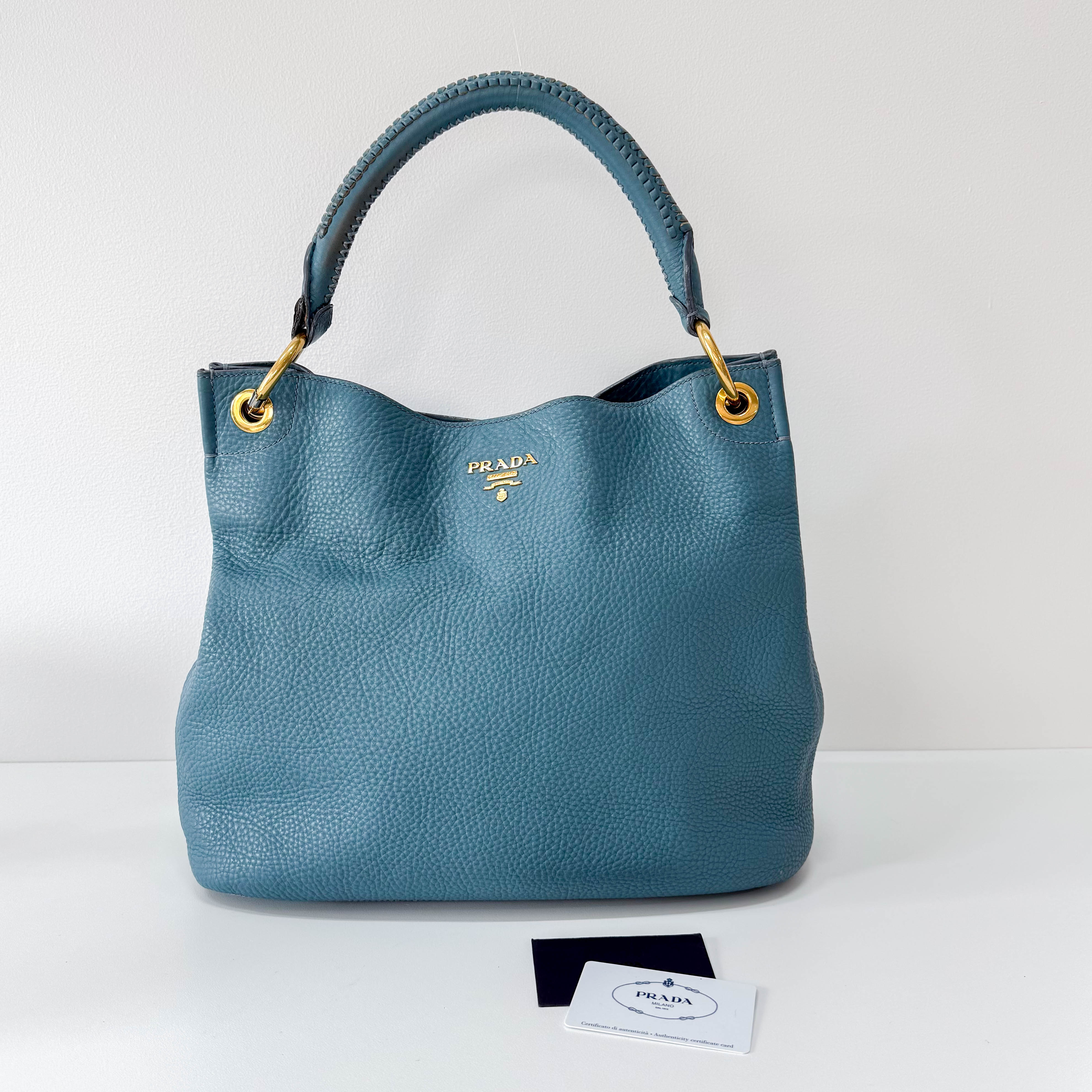 Sky Blue Vitello Daino Tote Bag