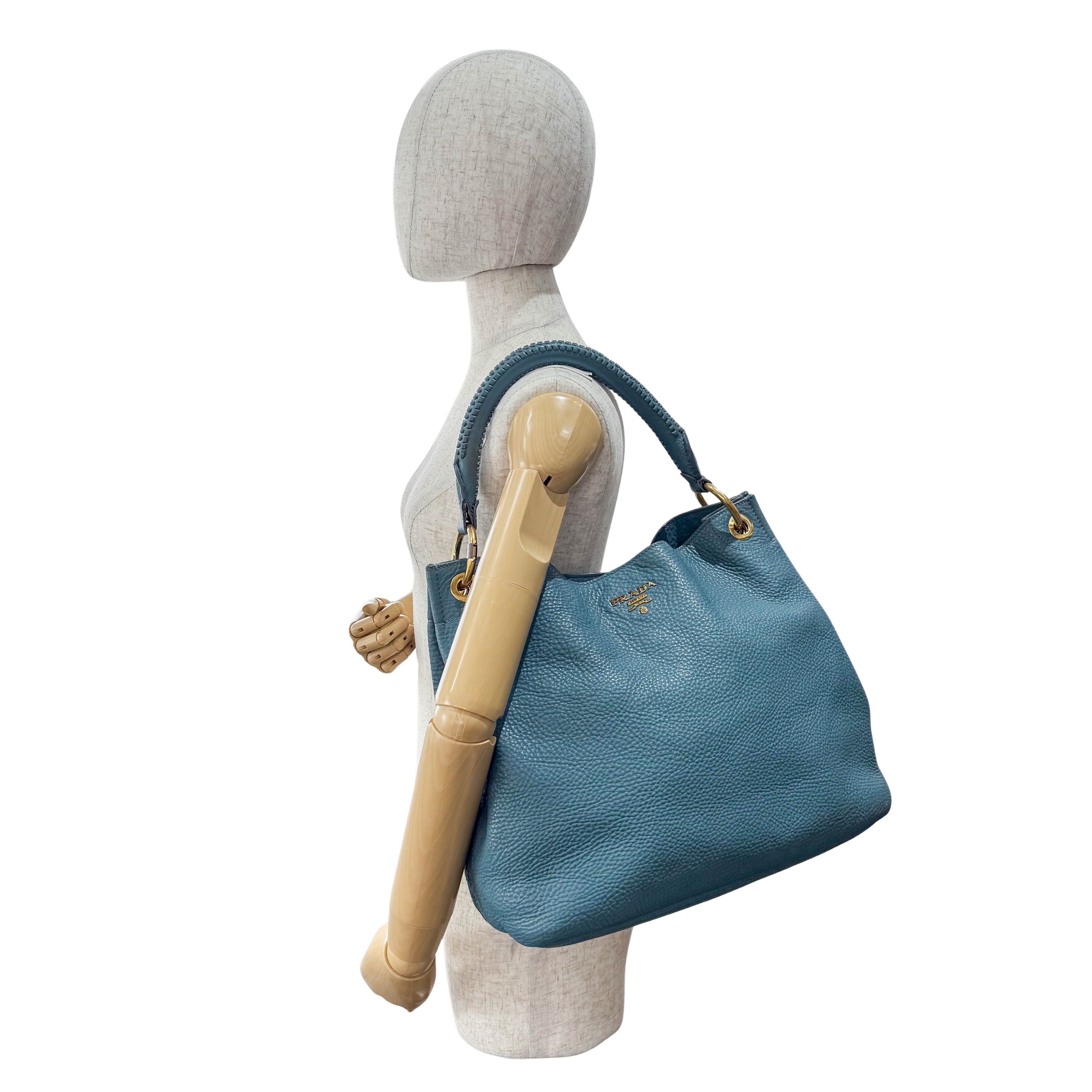 Sky Blue Vitello Daino Tote Bag