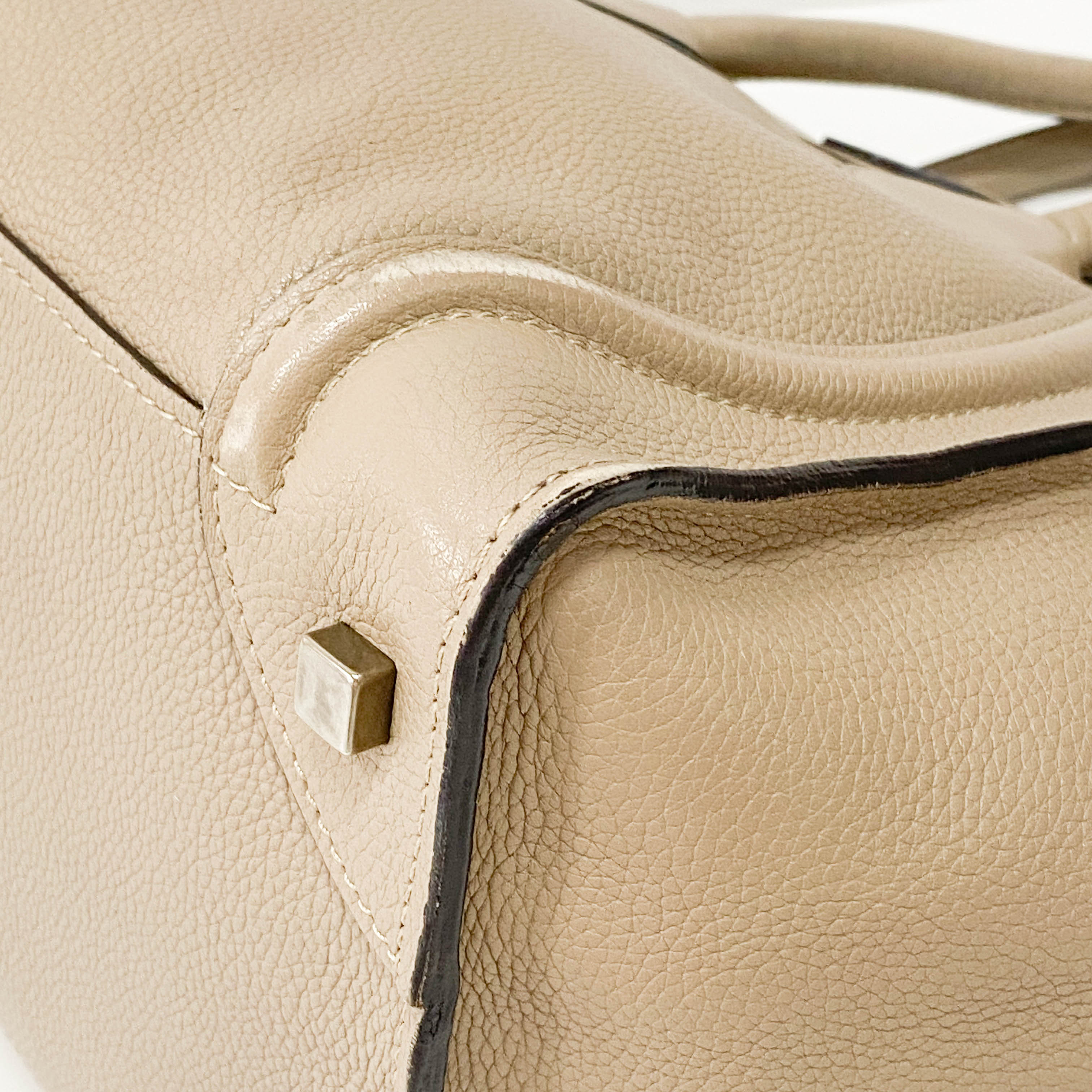 Mini Luggage Grey Leather Tote Bag