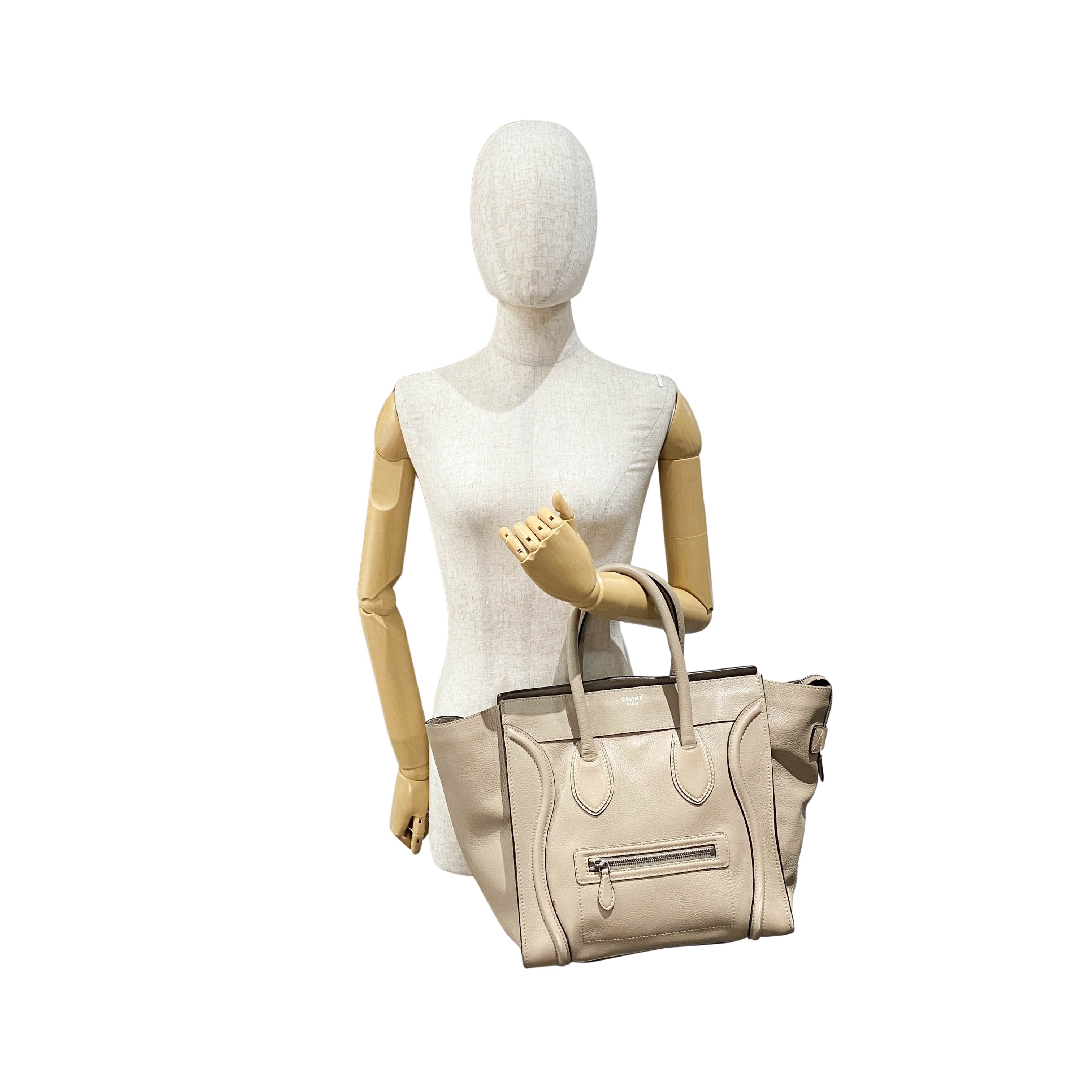 Mini Luggage Grey Leather Tote Bag