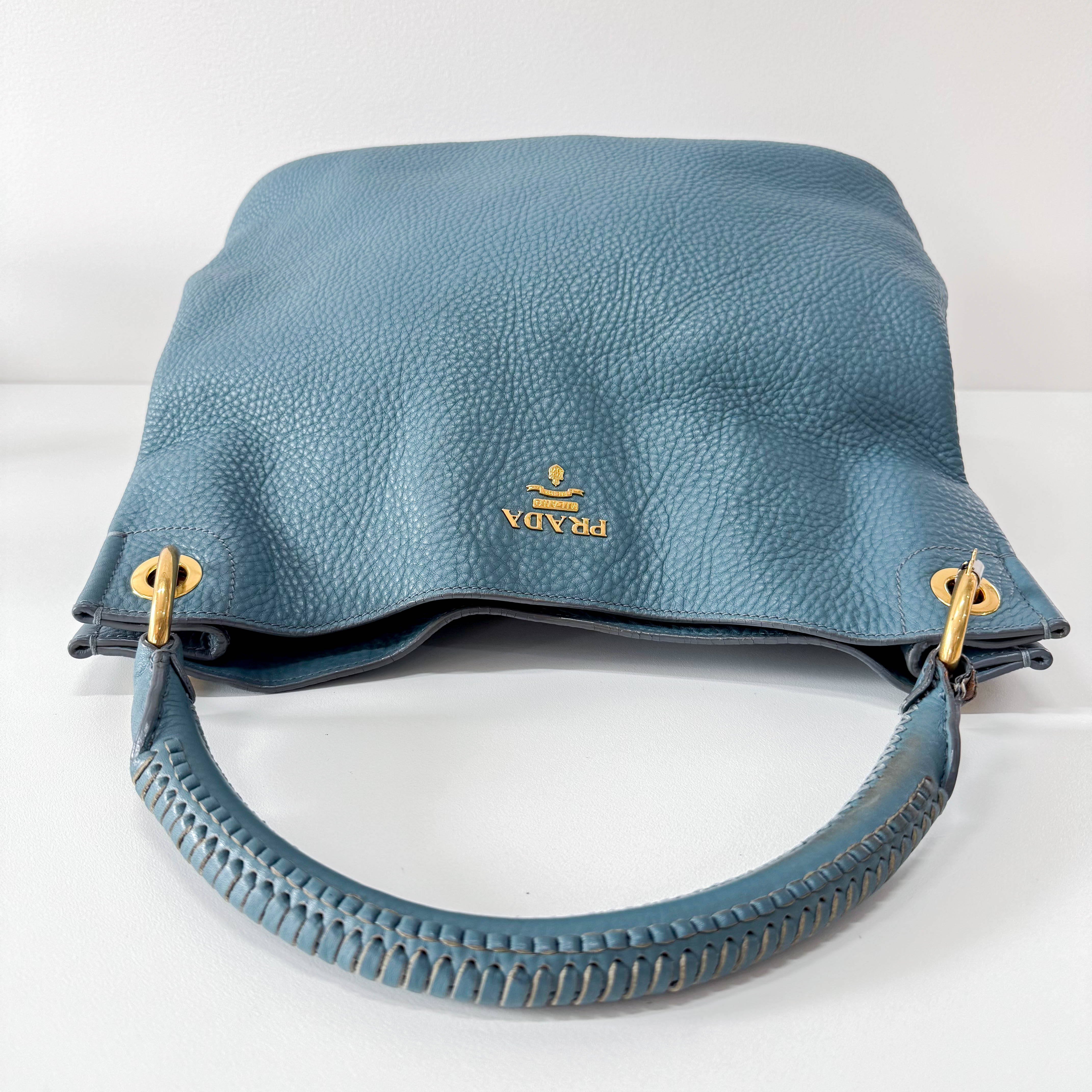 Sky Blue Vitello Daino Tote Bag