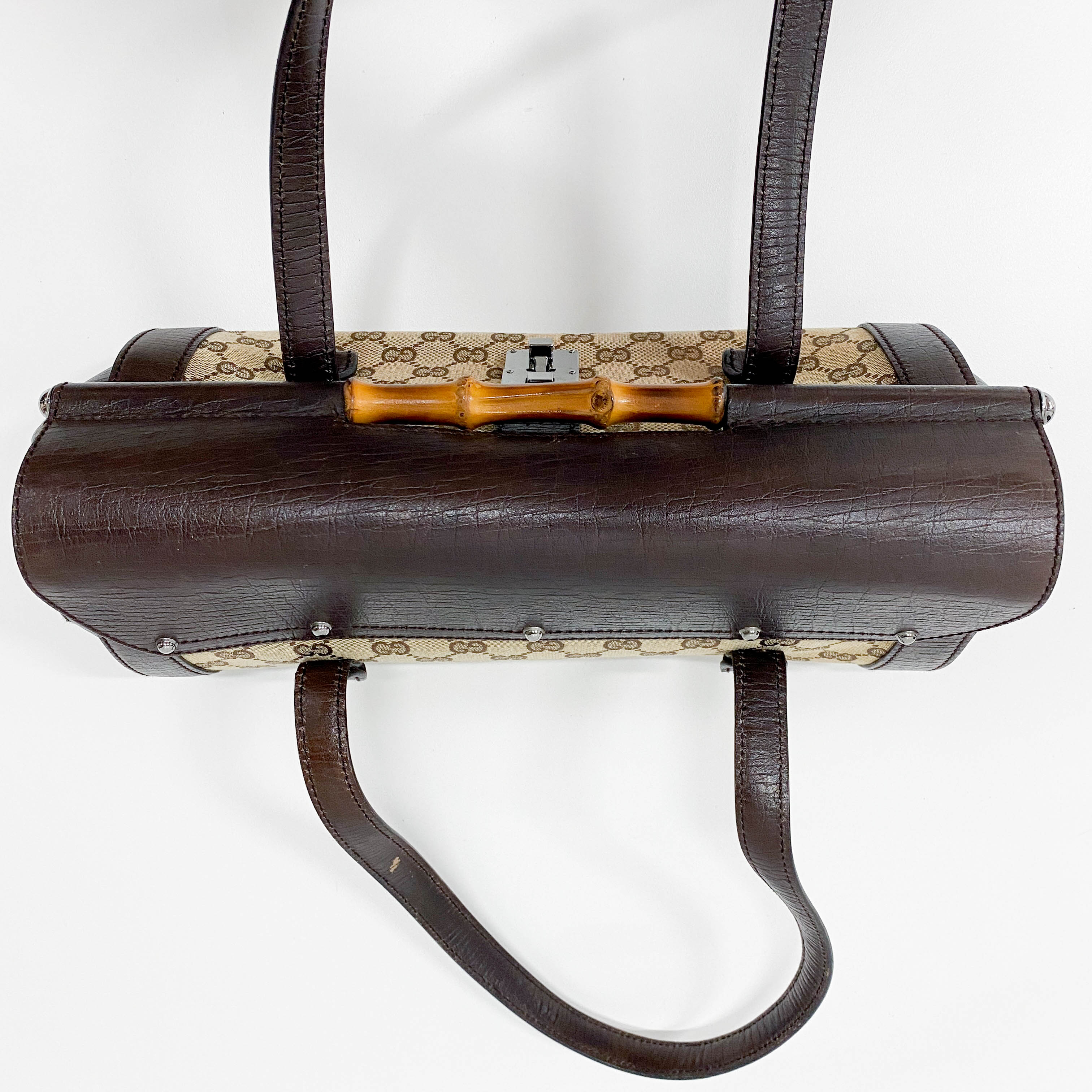 Bamboo Bullet Brown Leather Shoulder Bag