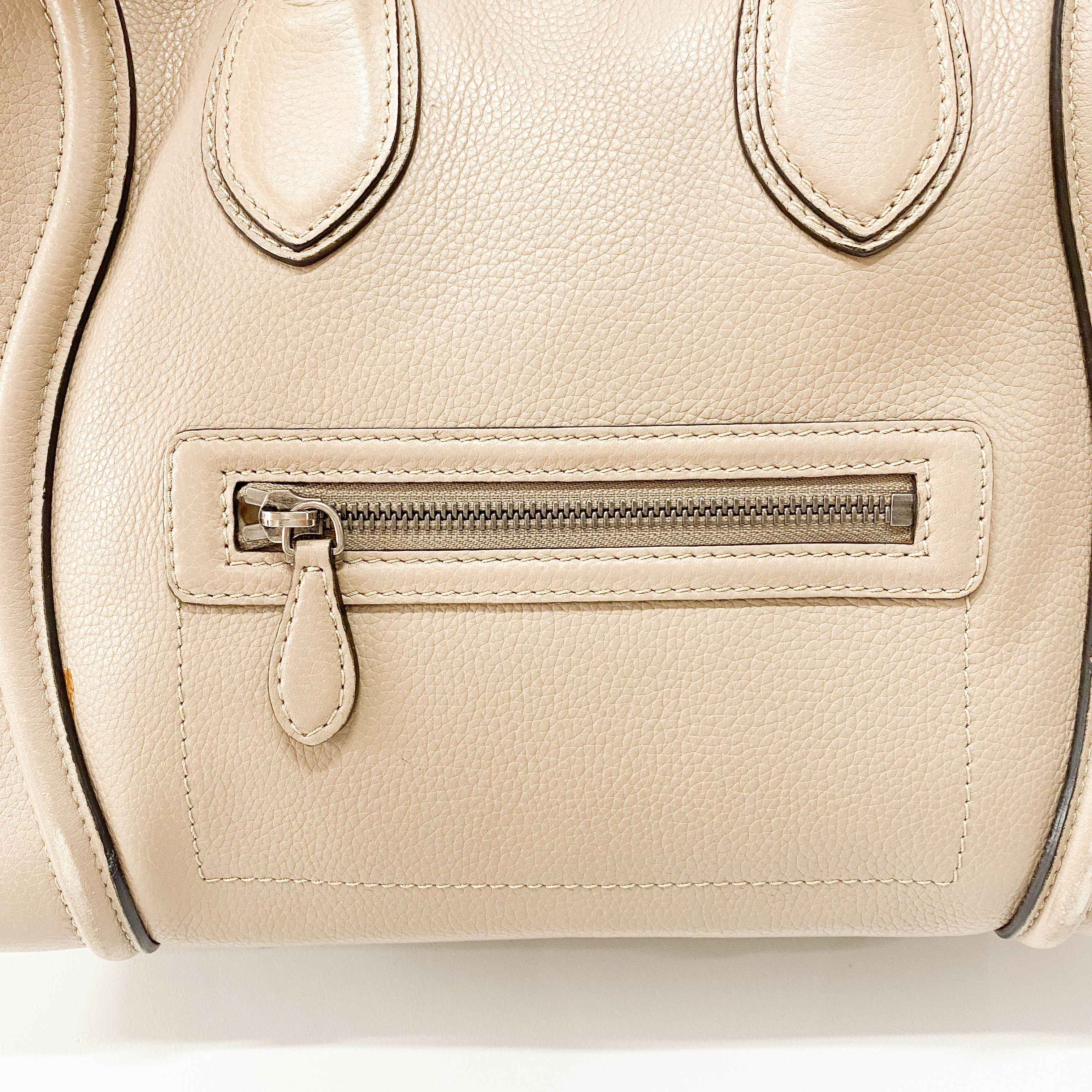 Mini Luggage Grey Leather Tote Bag