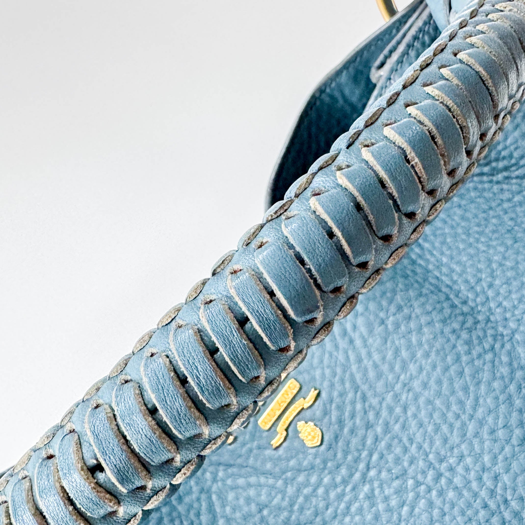 Sky Blue Vitello Daino Tote Bag