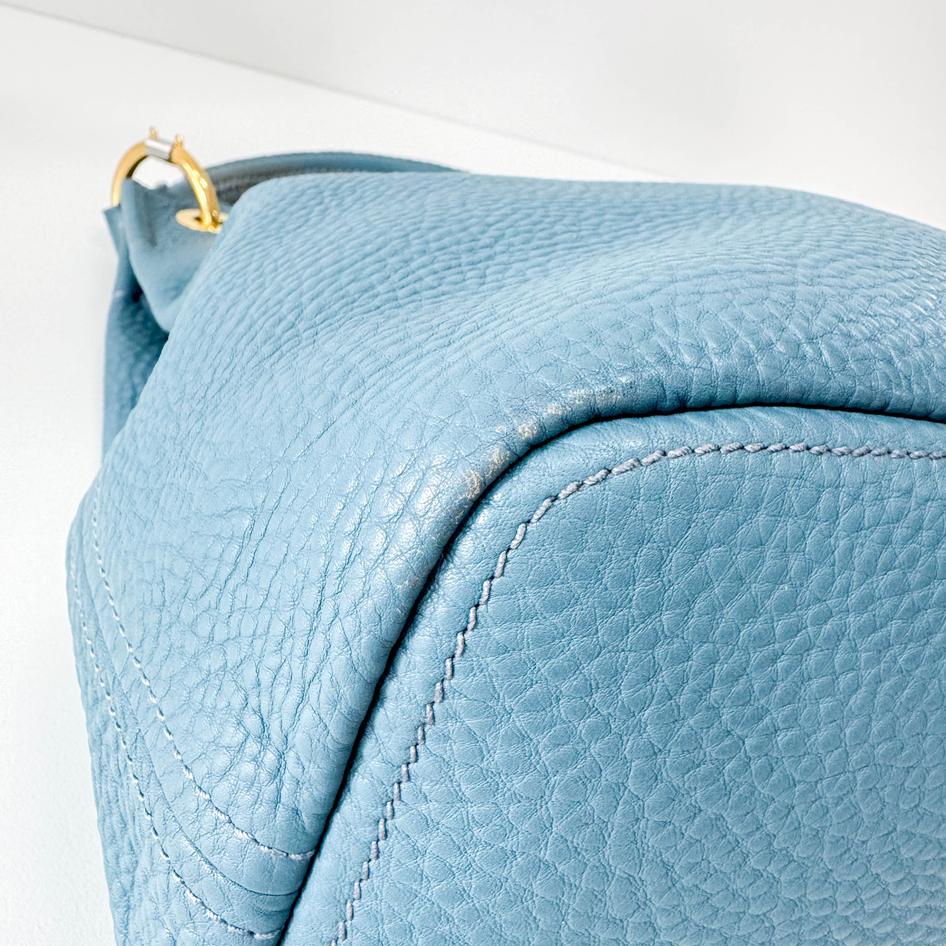 Sky Blue Vitello Daino Tote Bag