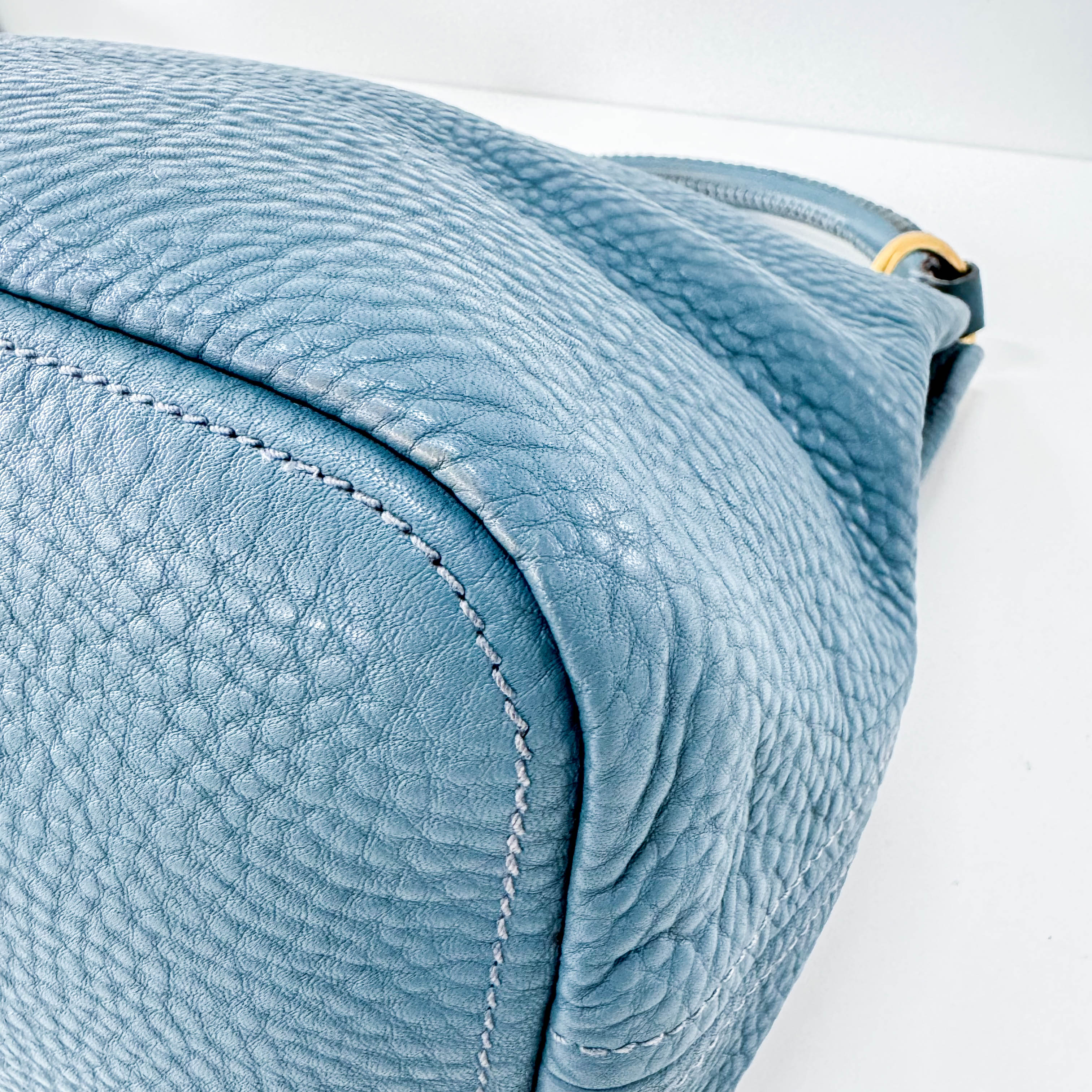 Sky Blue Vitello Daino Tote Bag