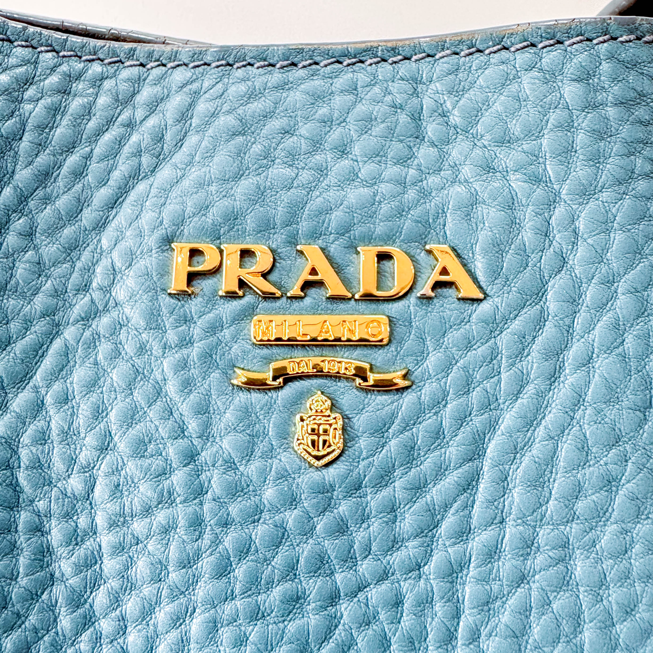 Sky Blue Vitello Daino Tote Bag