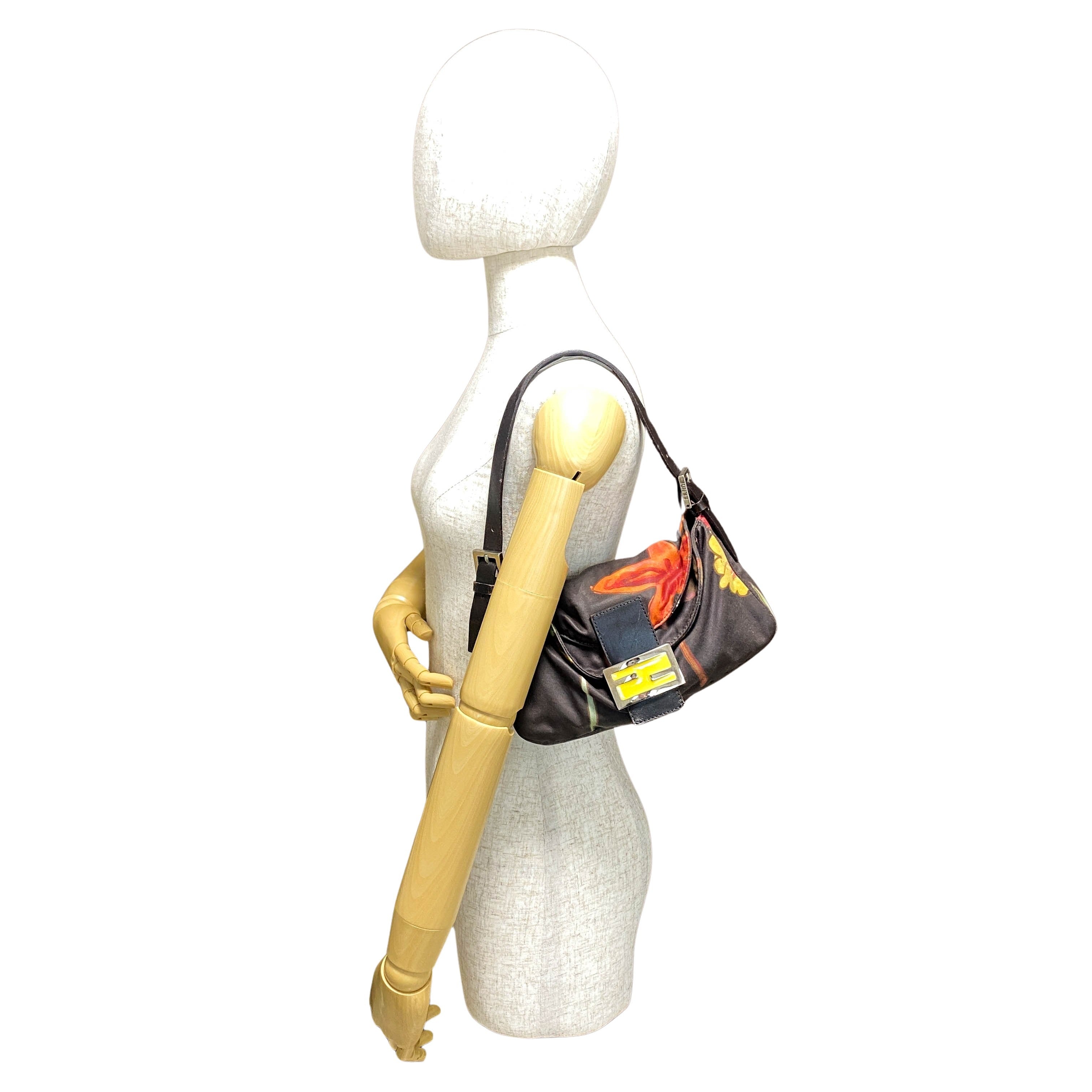 Baguette Flower Design Neoprene Shoulder Bag