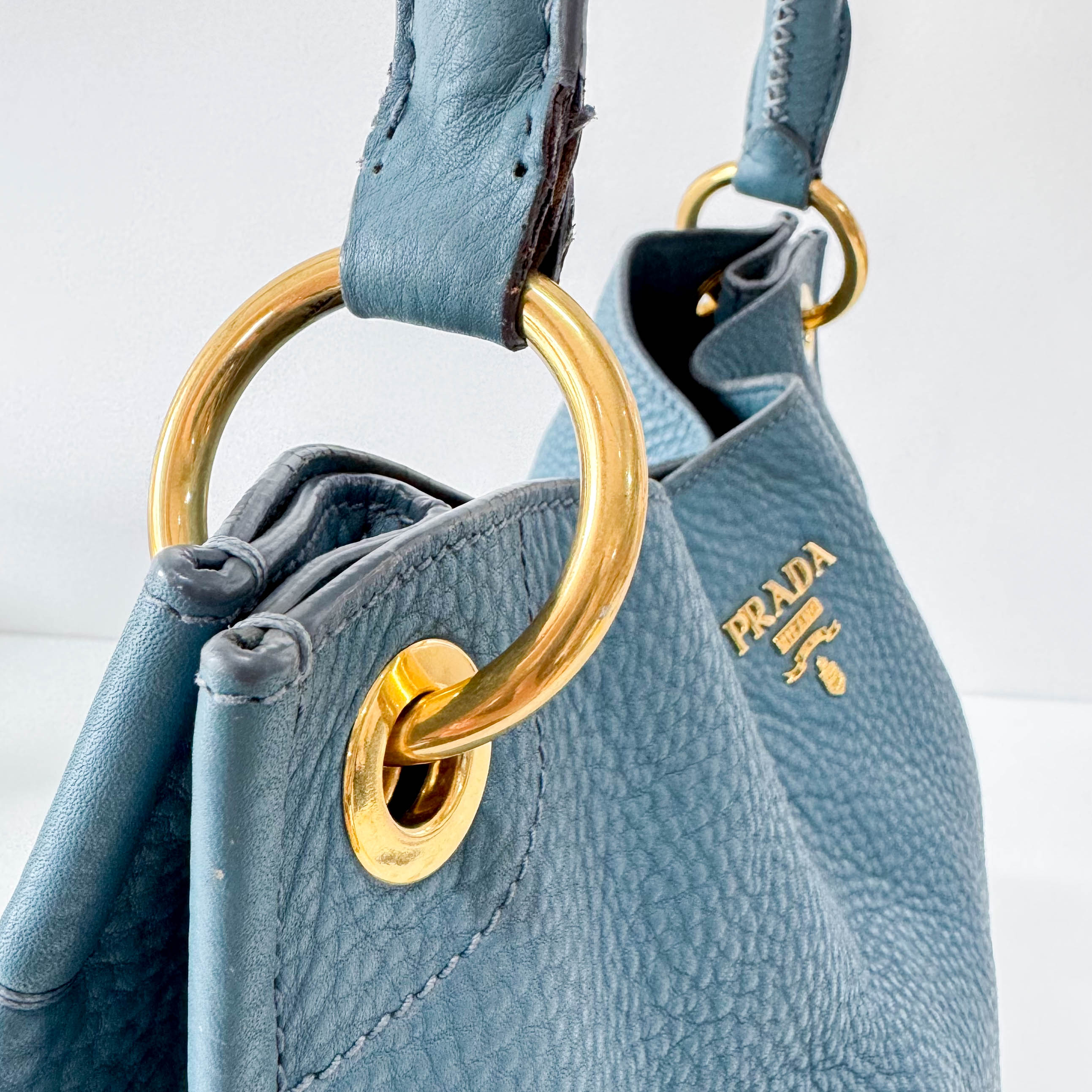 Sky Blue Vitello Daino Tote Bag