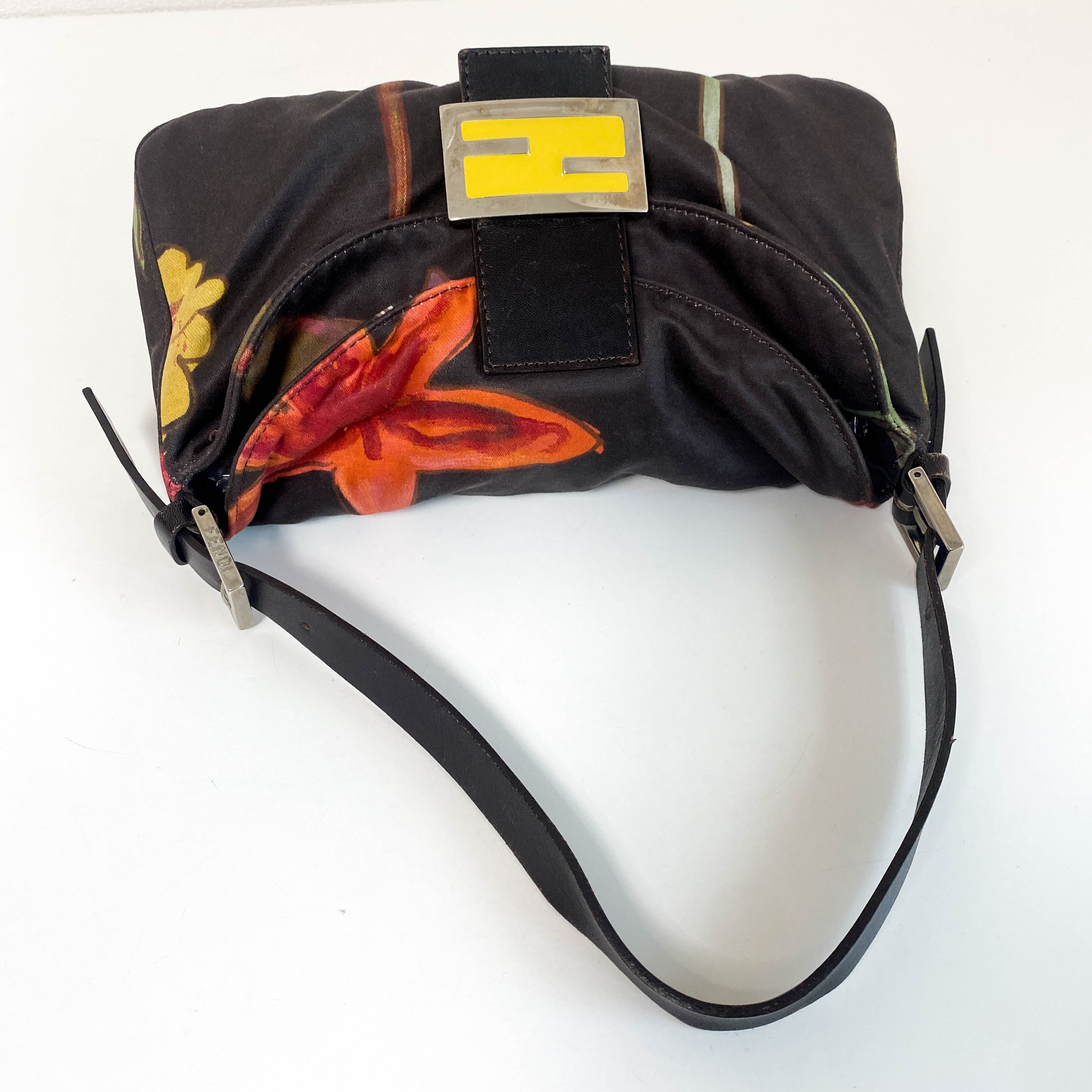 Baguette Flower Design Neoprene Shoulder Bag