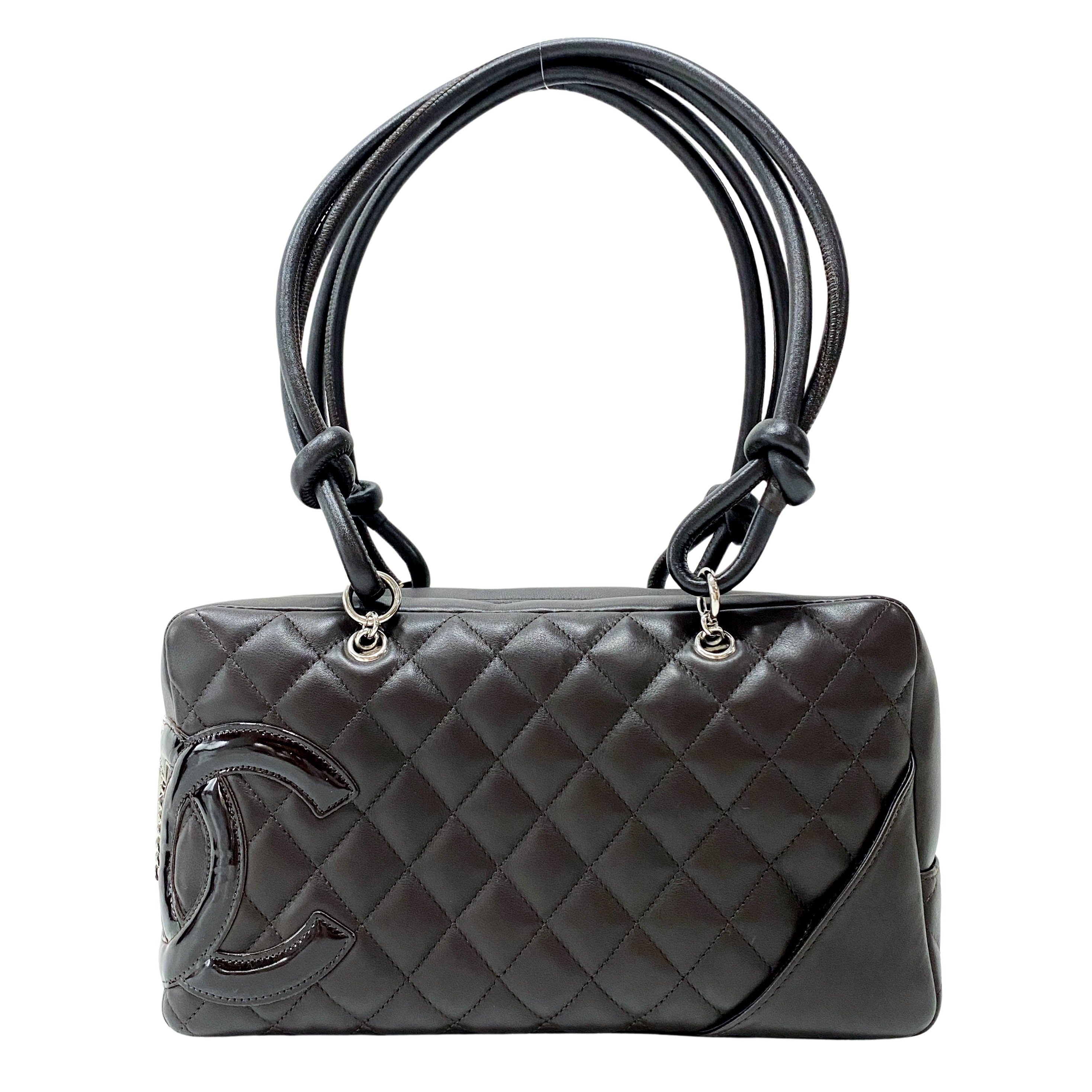 Cambon Brown Calfskin Bowling Shoulder Bag