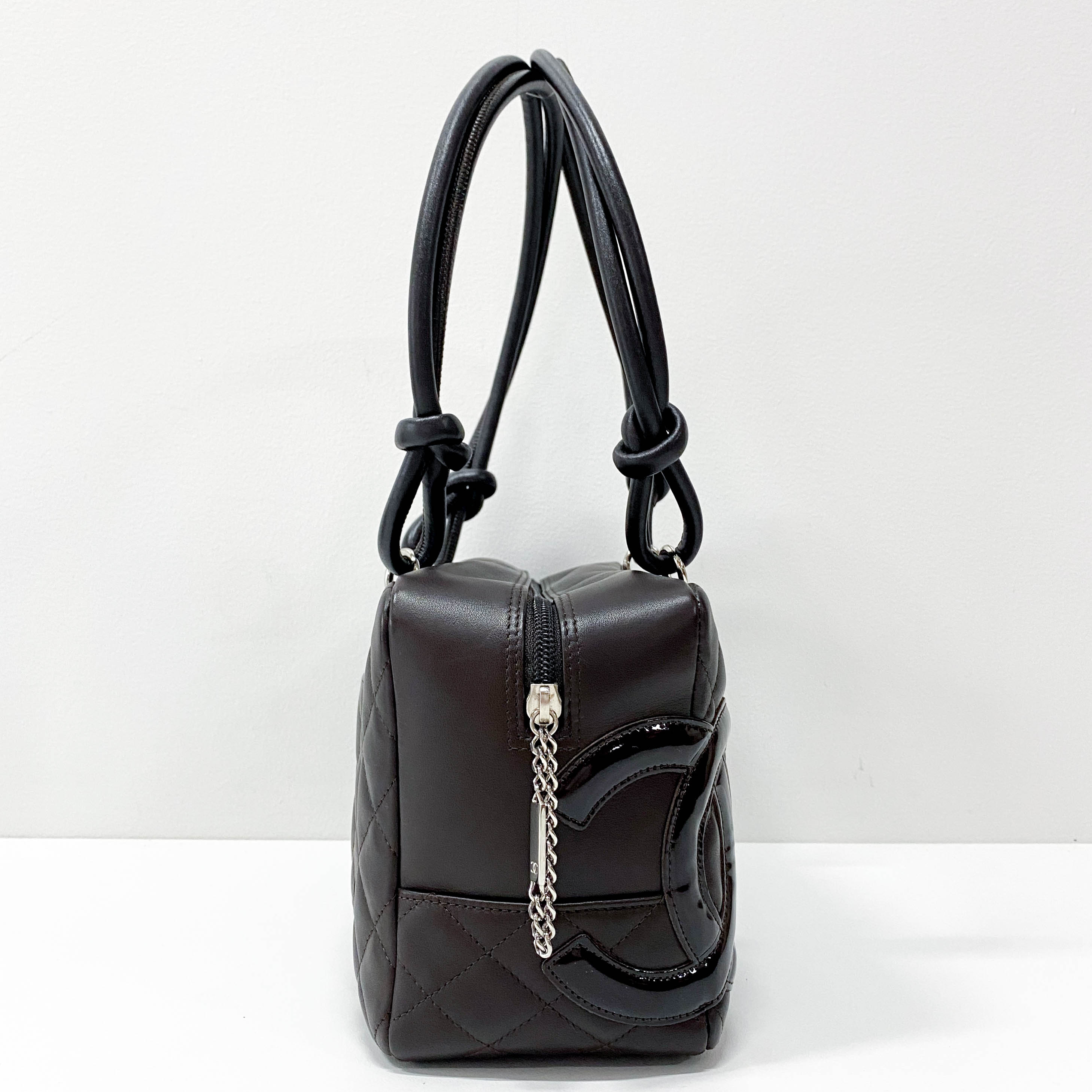 Cambon Brown Calfskin Bowling Shoulder Bag