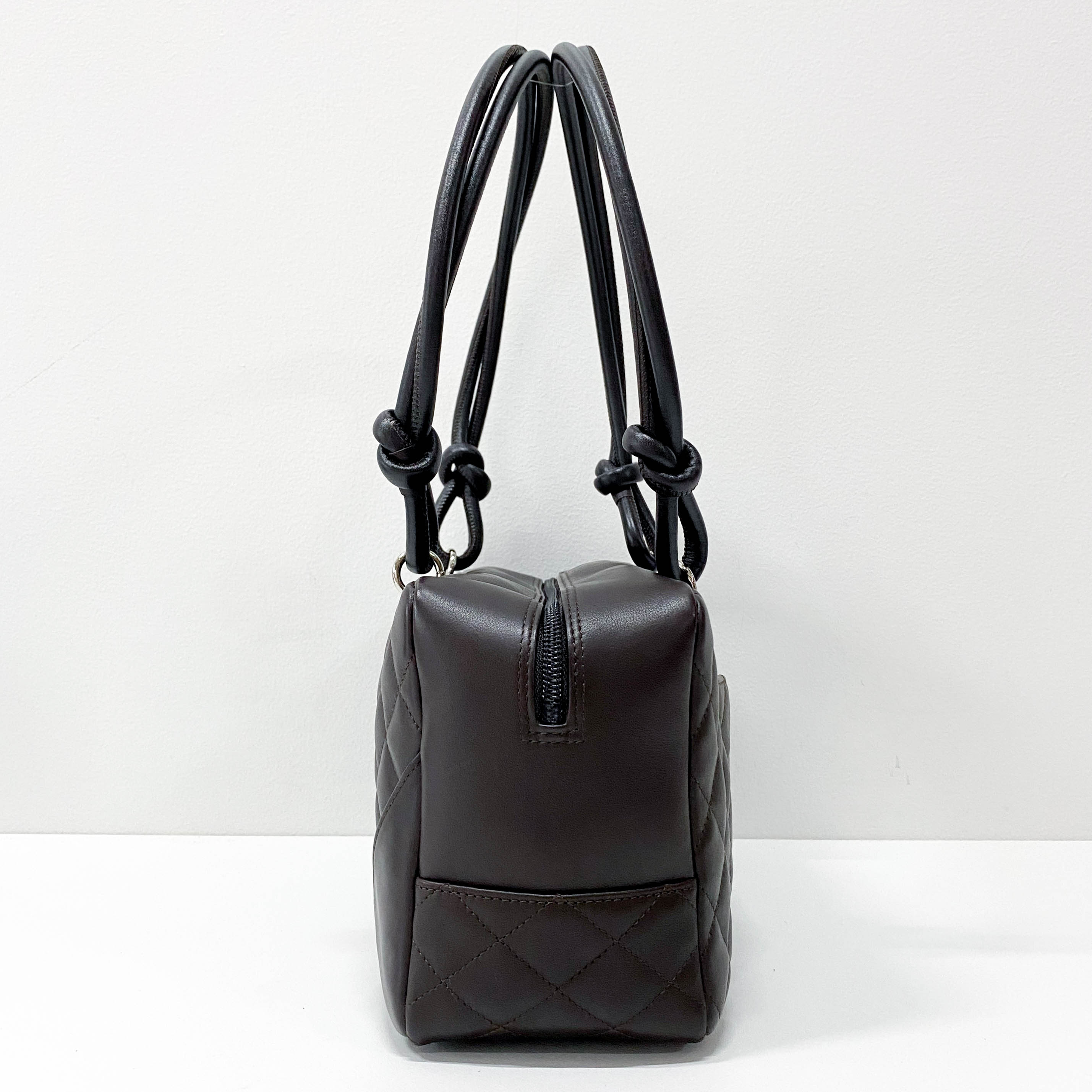 Cambon Brown Calfskin Bowling Shoulder Bag