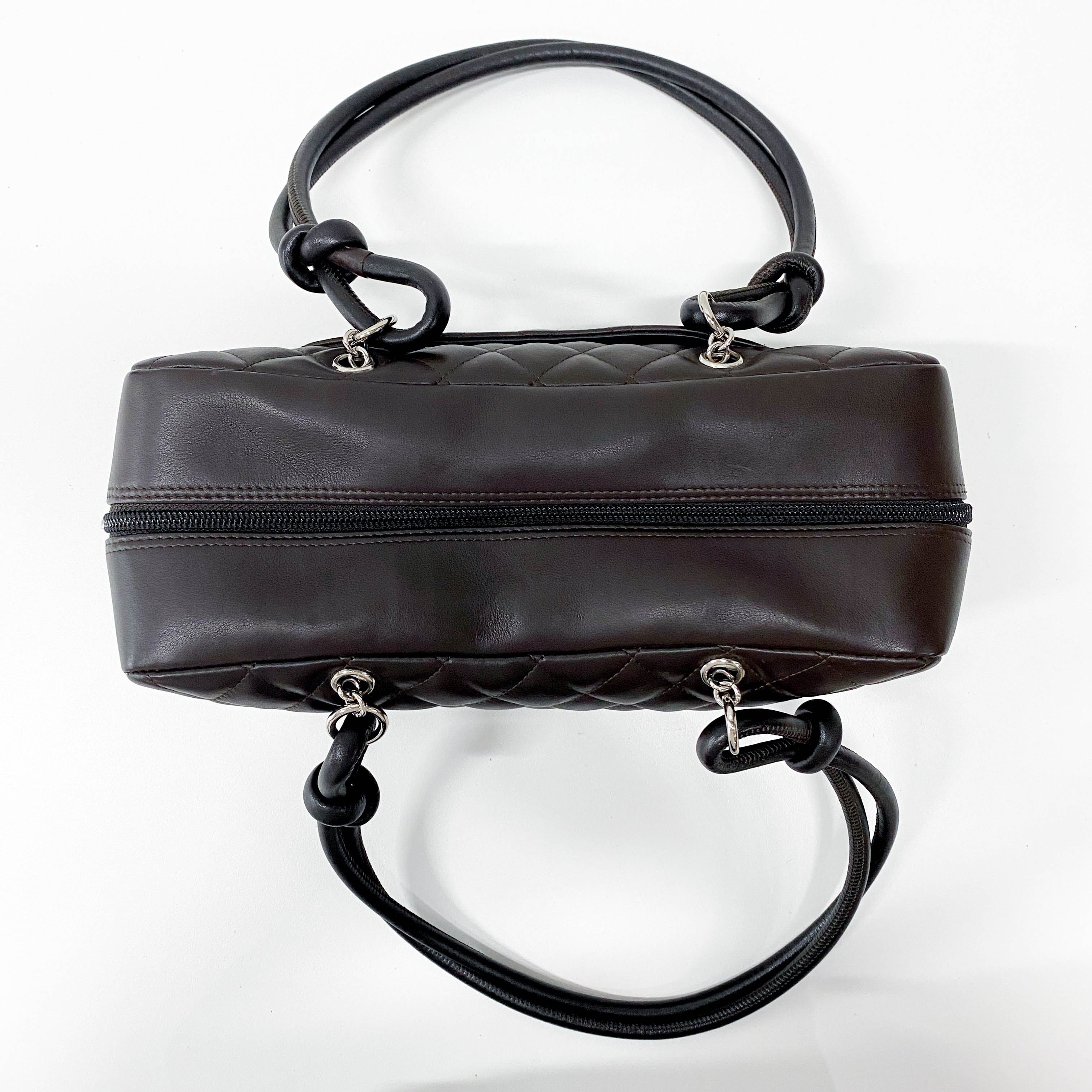 Cambon Brown Calfskin Bowling Shoulder Bag