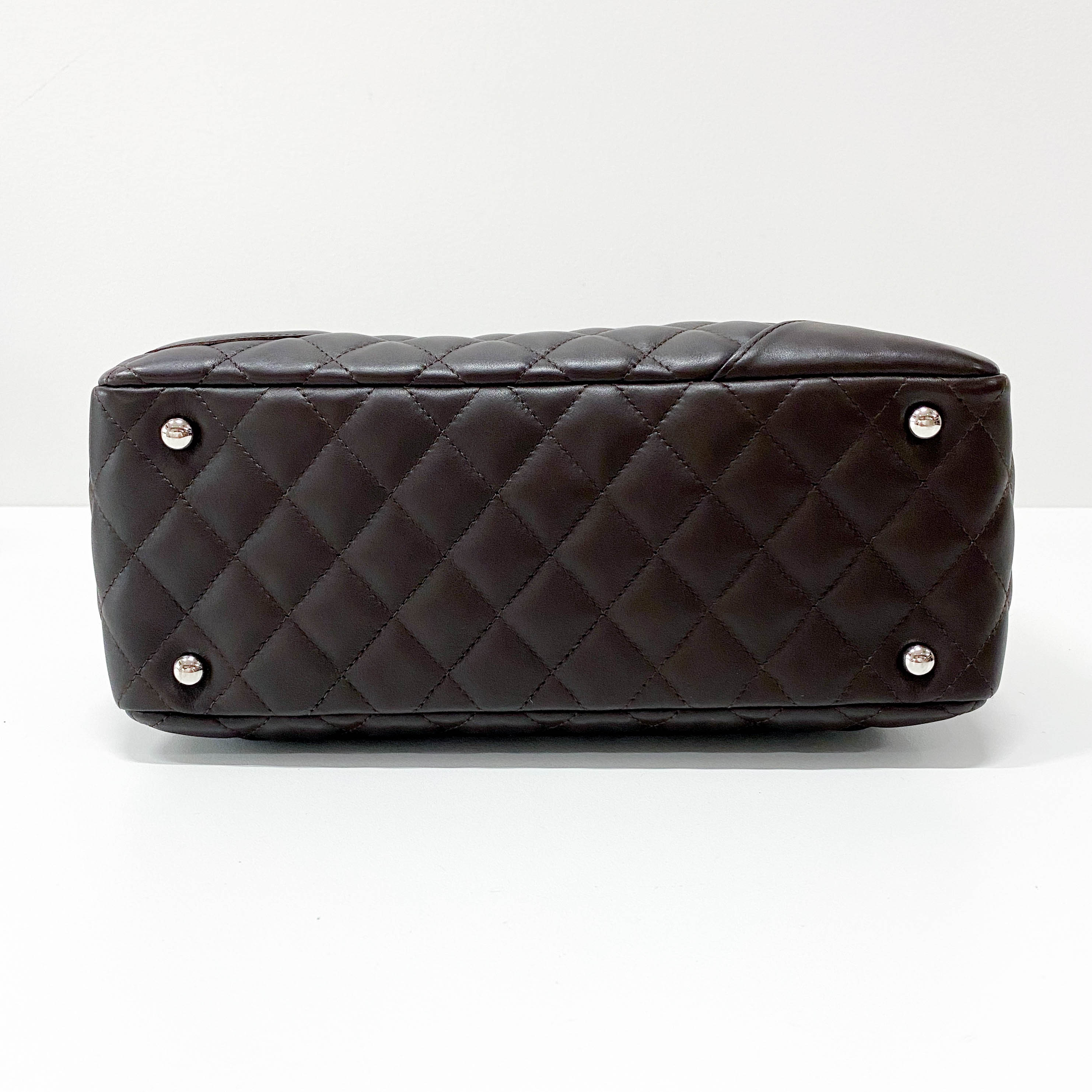 Cambon Brown Calfskin Bowling Shoulder Bag