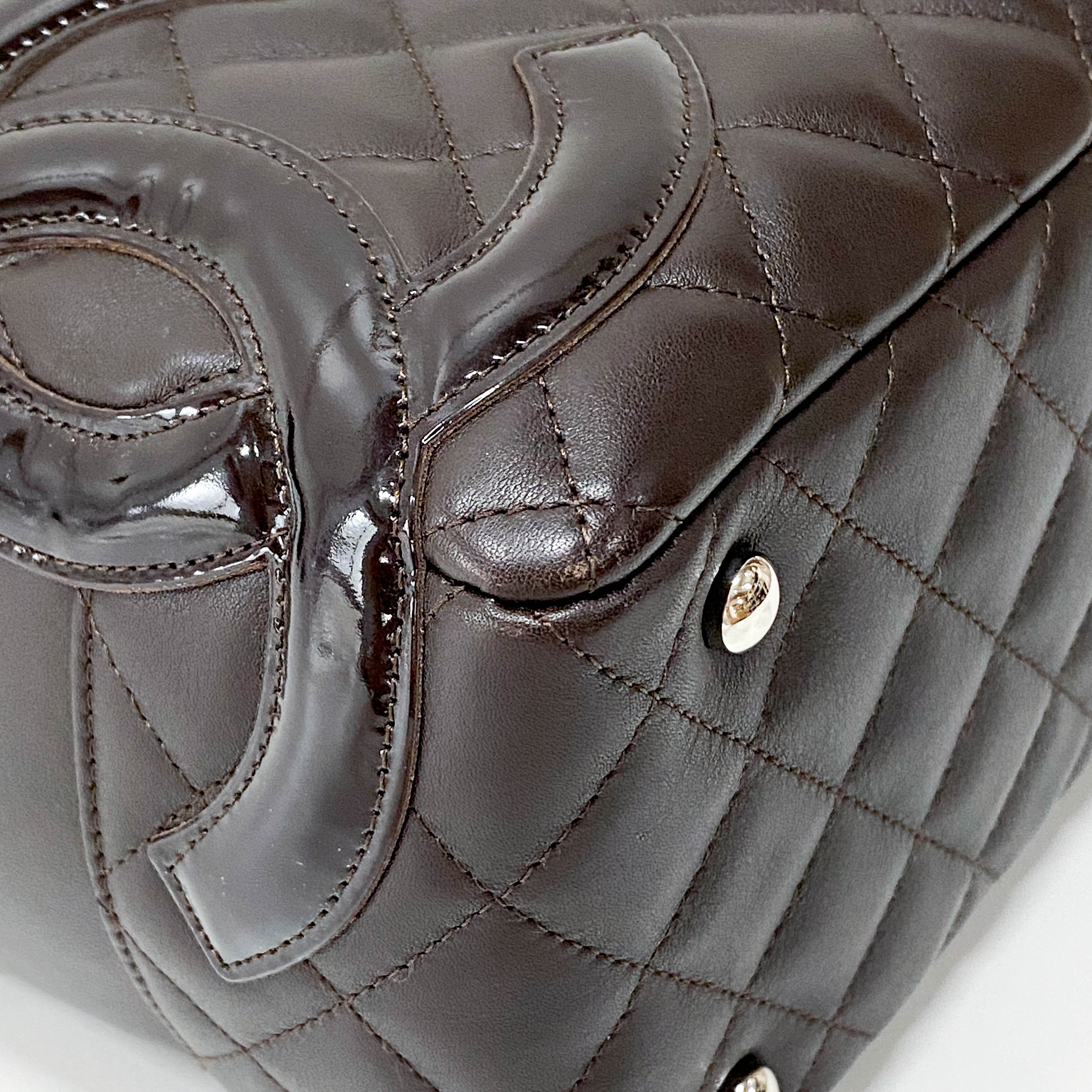 Cambon Brown Calfskin Bowling Shoulder Bag