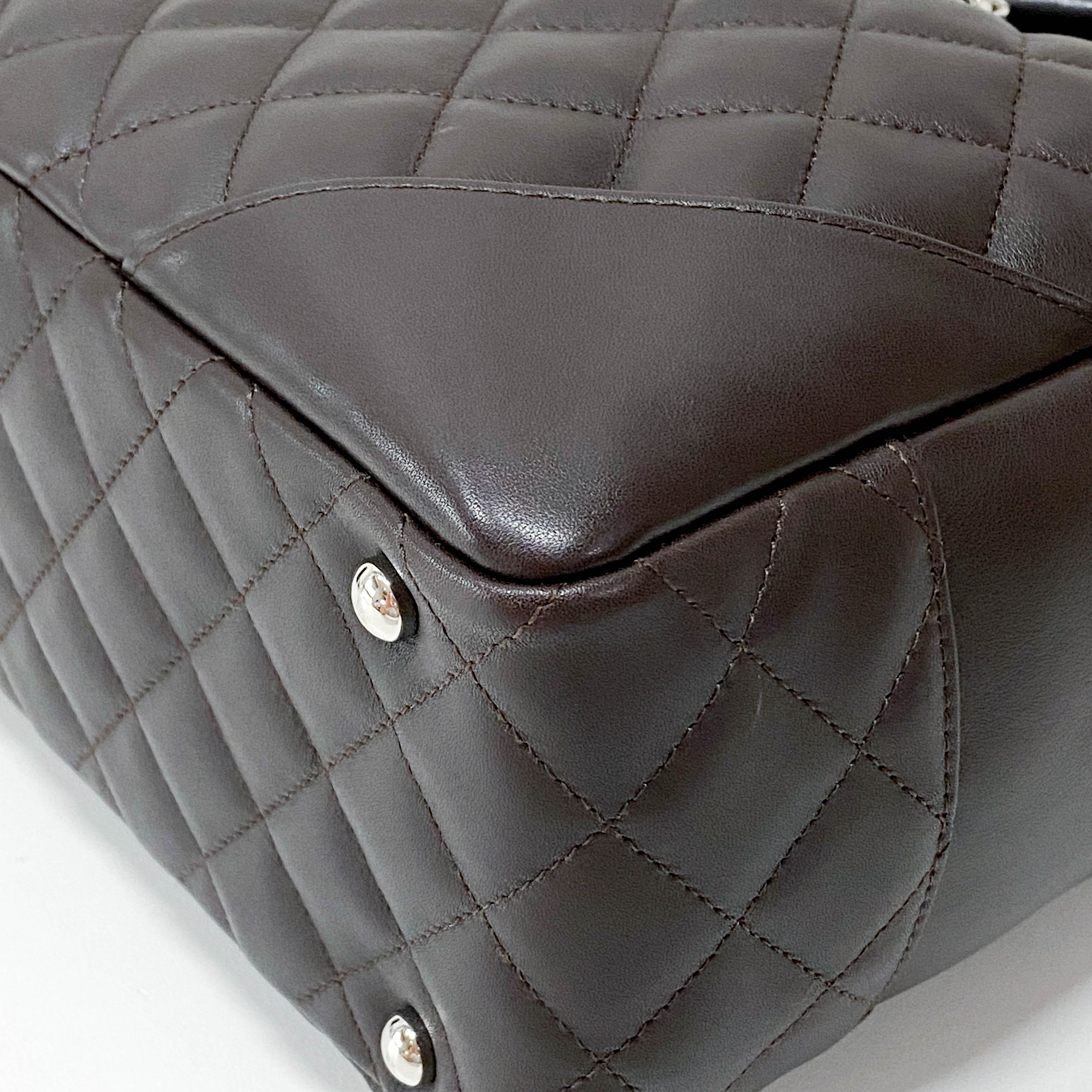 Cambon Brown Calfskin Bowling Shoulder Bag