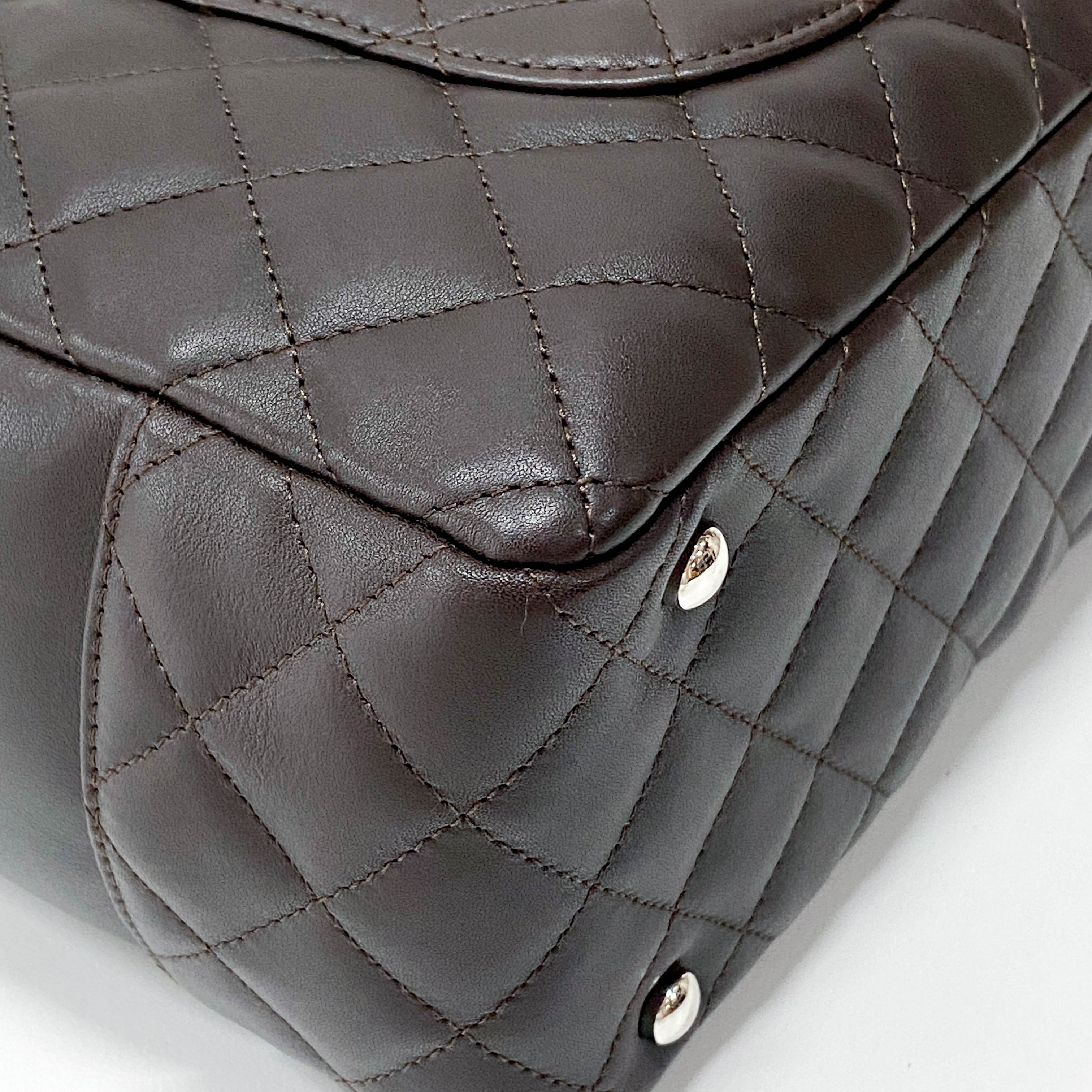 Cambon Brown Calfskin Bowling Shoulder Bag