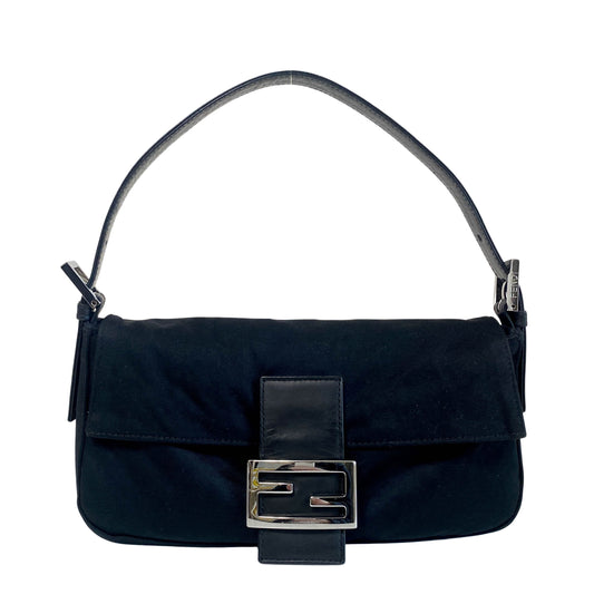 Baguette Black Neoprene Shoulder Bag