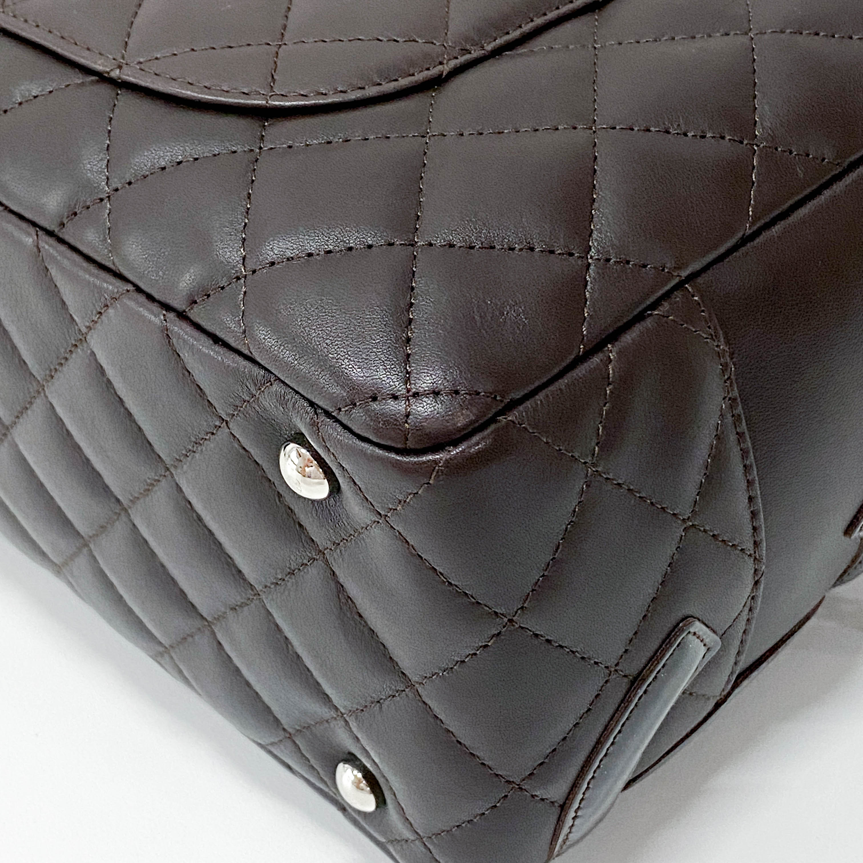 Cambon Brown Calfskin Bowling Shoulder Bag