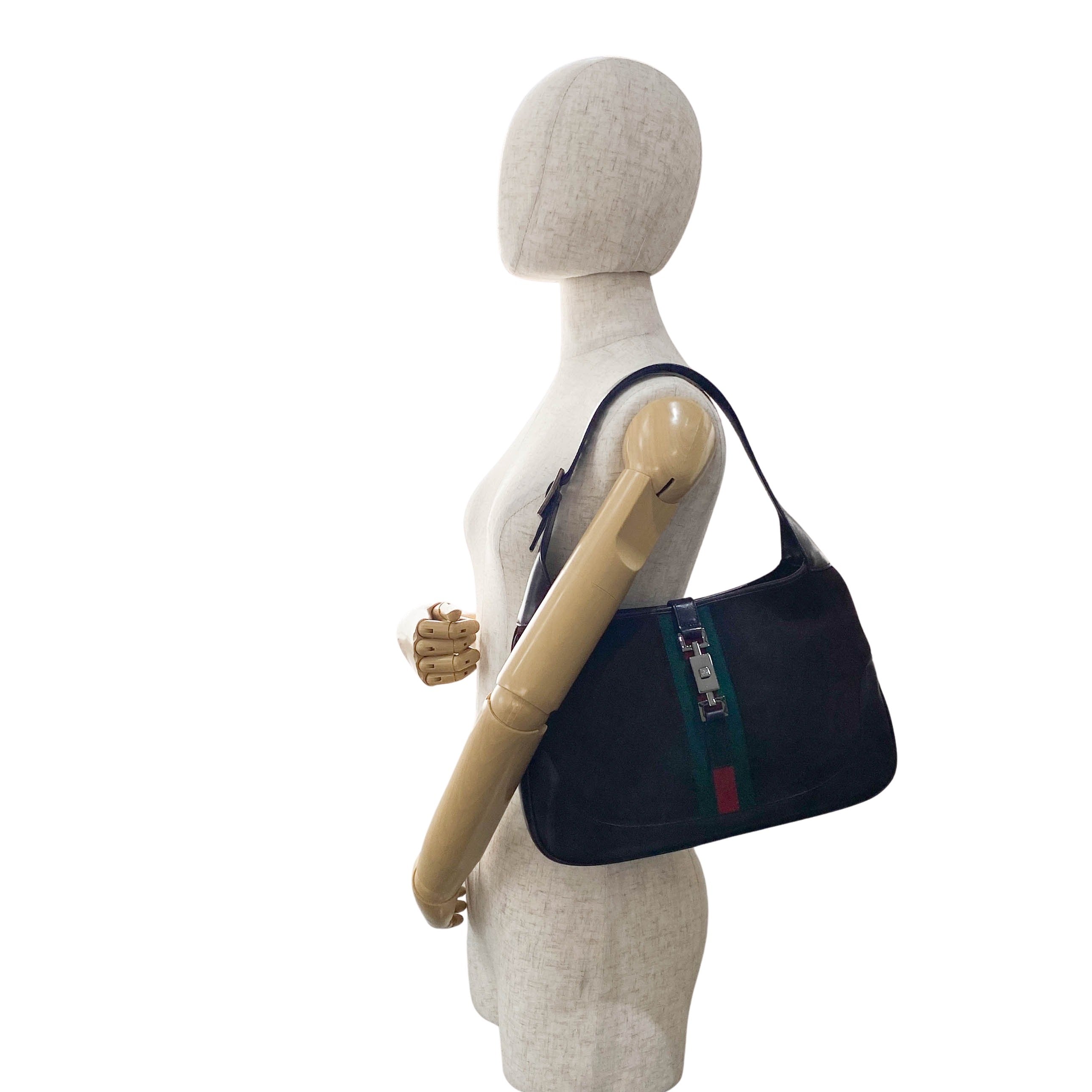 Jackie Ophidia Sherry Line Brown Suede Shoulder Bag