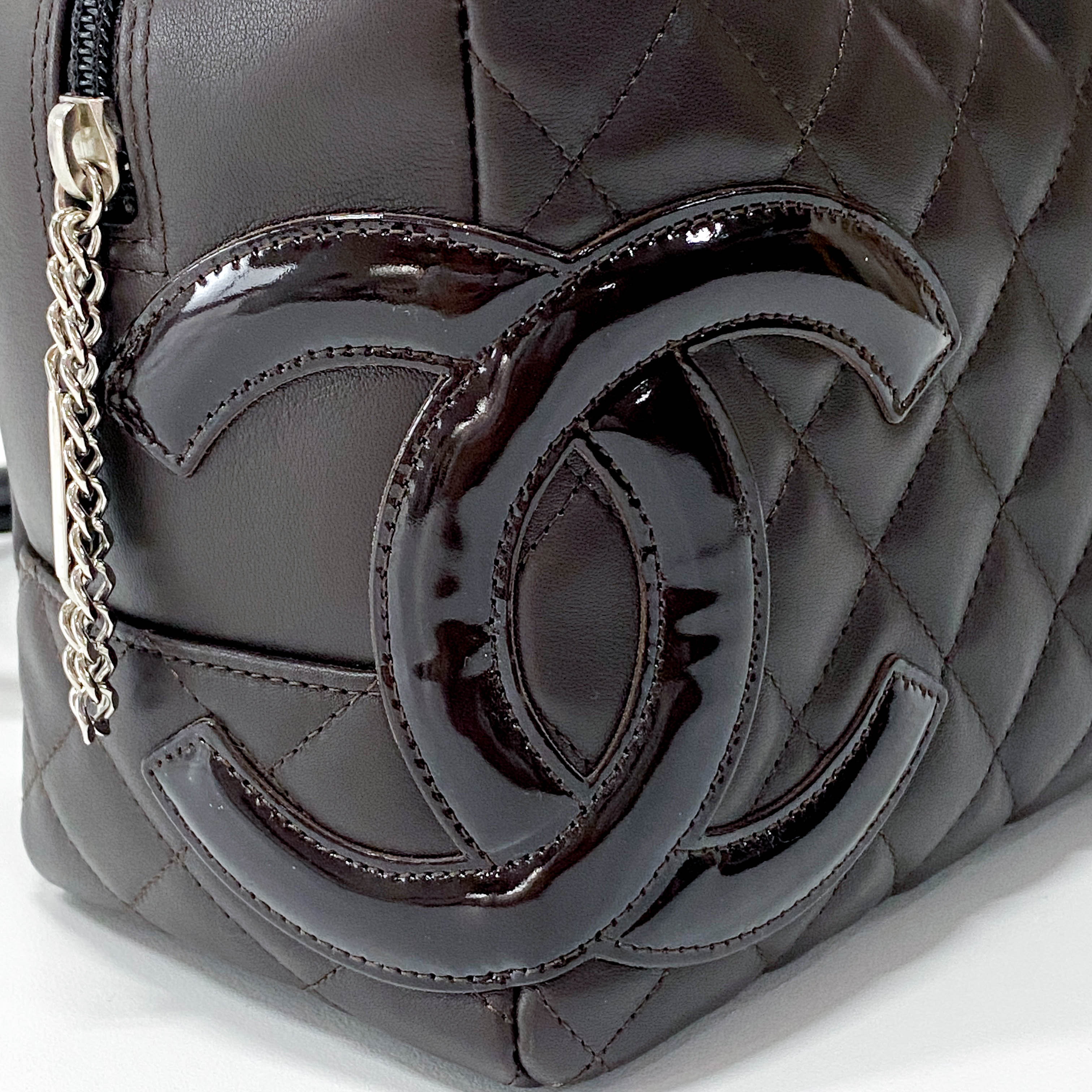 Cambon Brown Calfskin Bowling Shoulder Bag