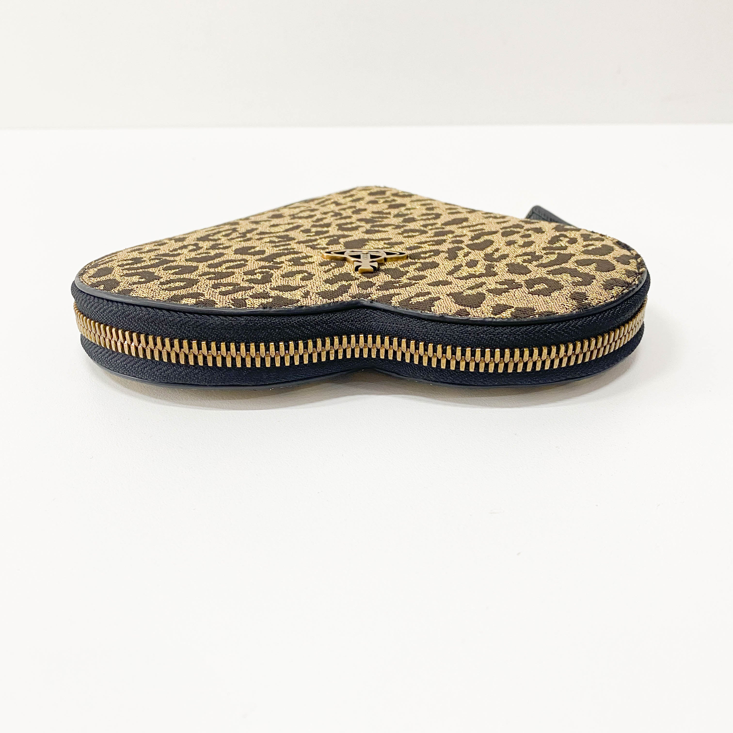 Heart-Shape Gold Leopard Print Canvas Bag
