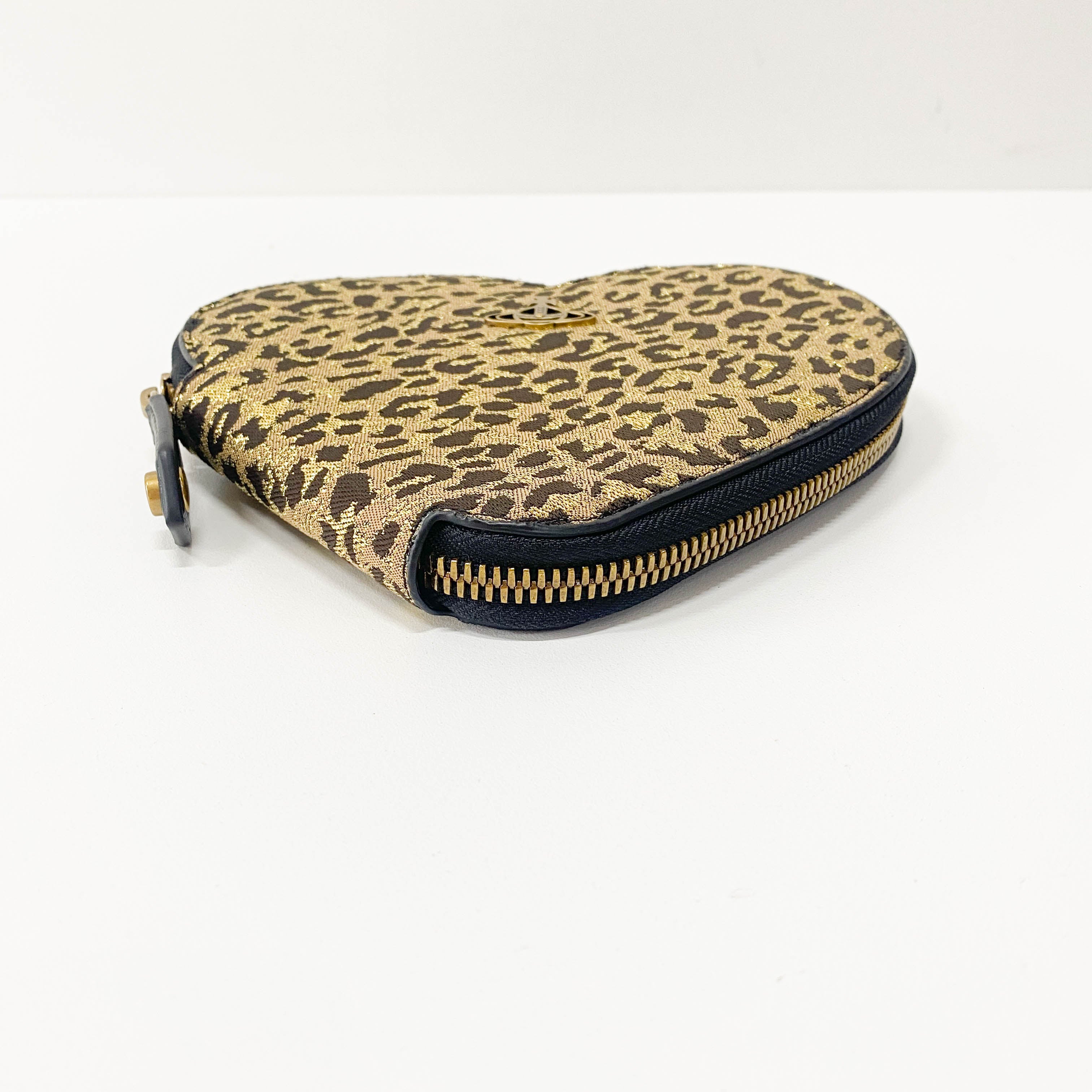 Heart-Shape Gold Leopard Print Canvas Bag