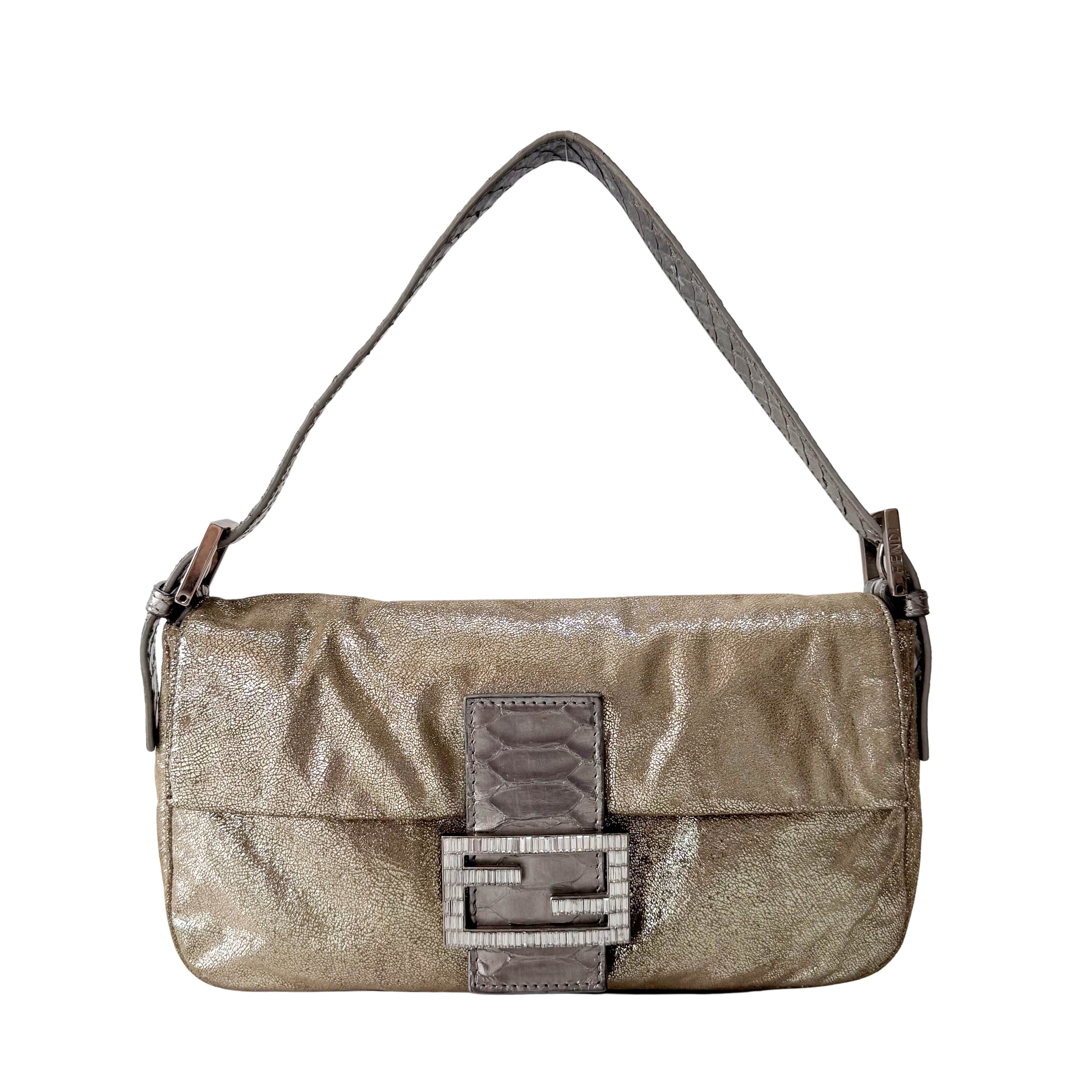 Baguette Gold Leather Shoulder Bag