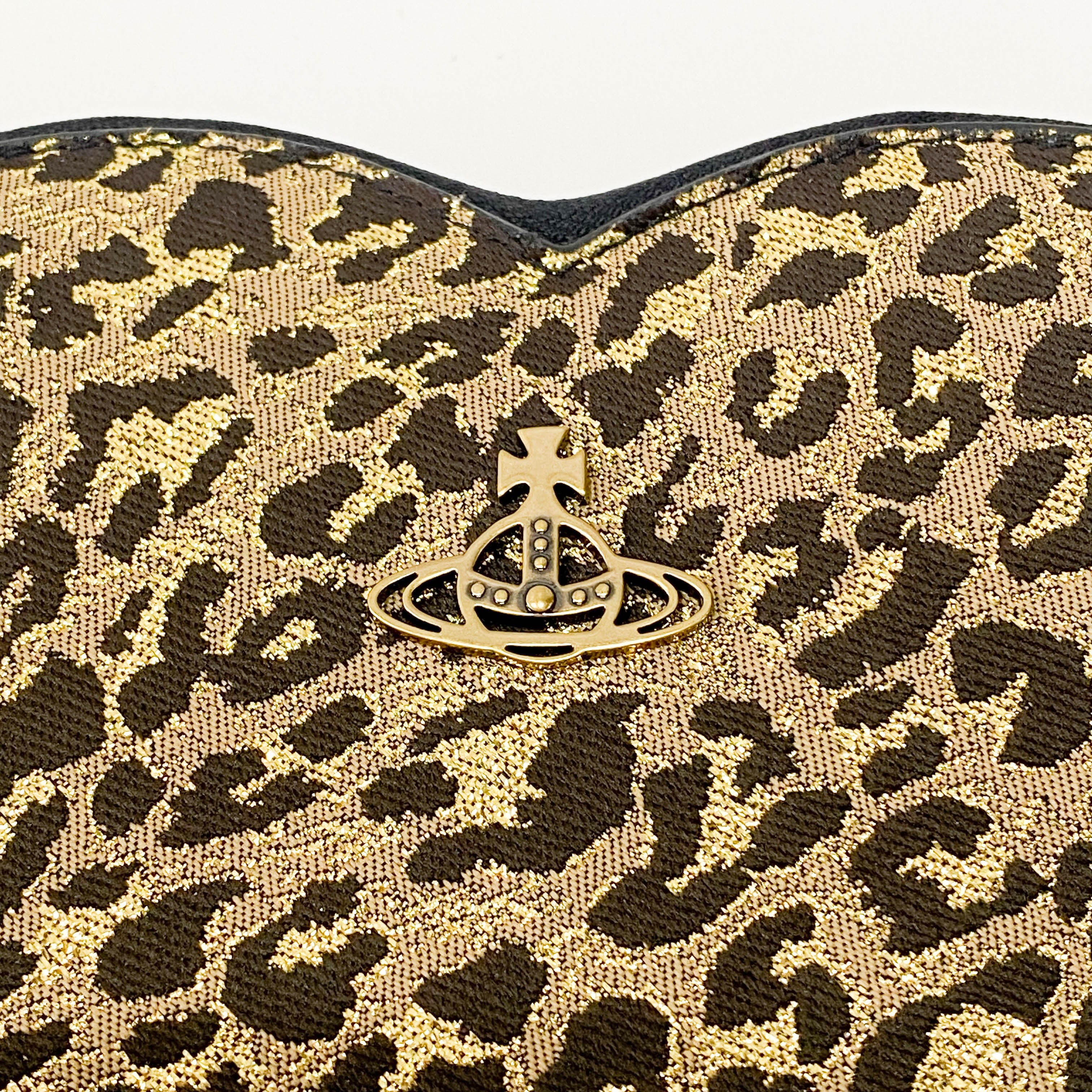 Heart-Shape Gold Leopard Print Canvas Bag