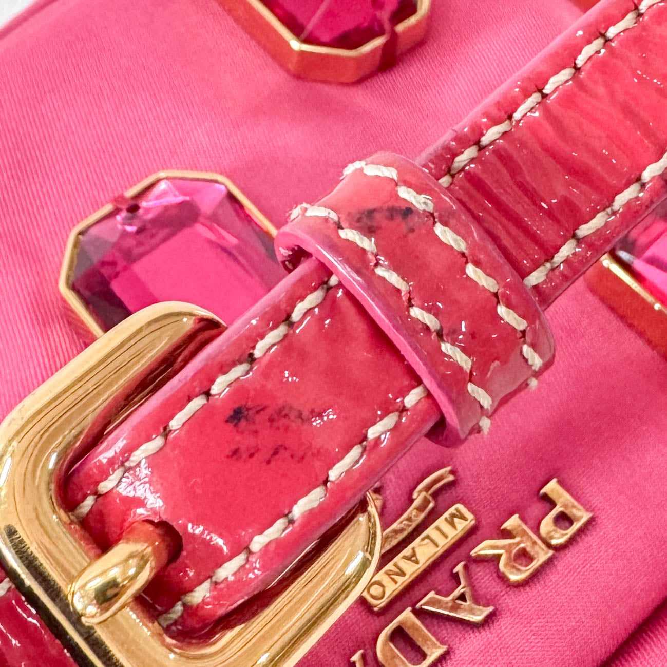 Tessuto Pietre Mini Pink Nylon Crossbody Bag