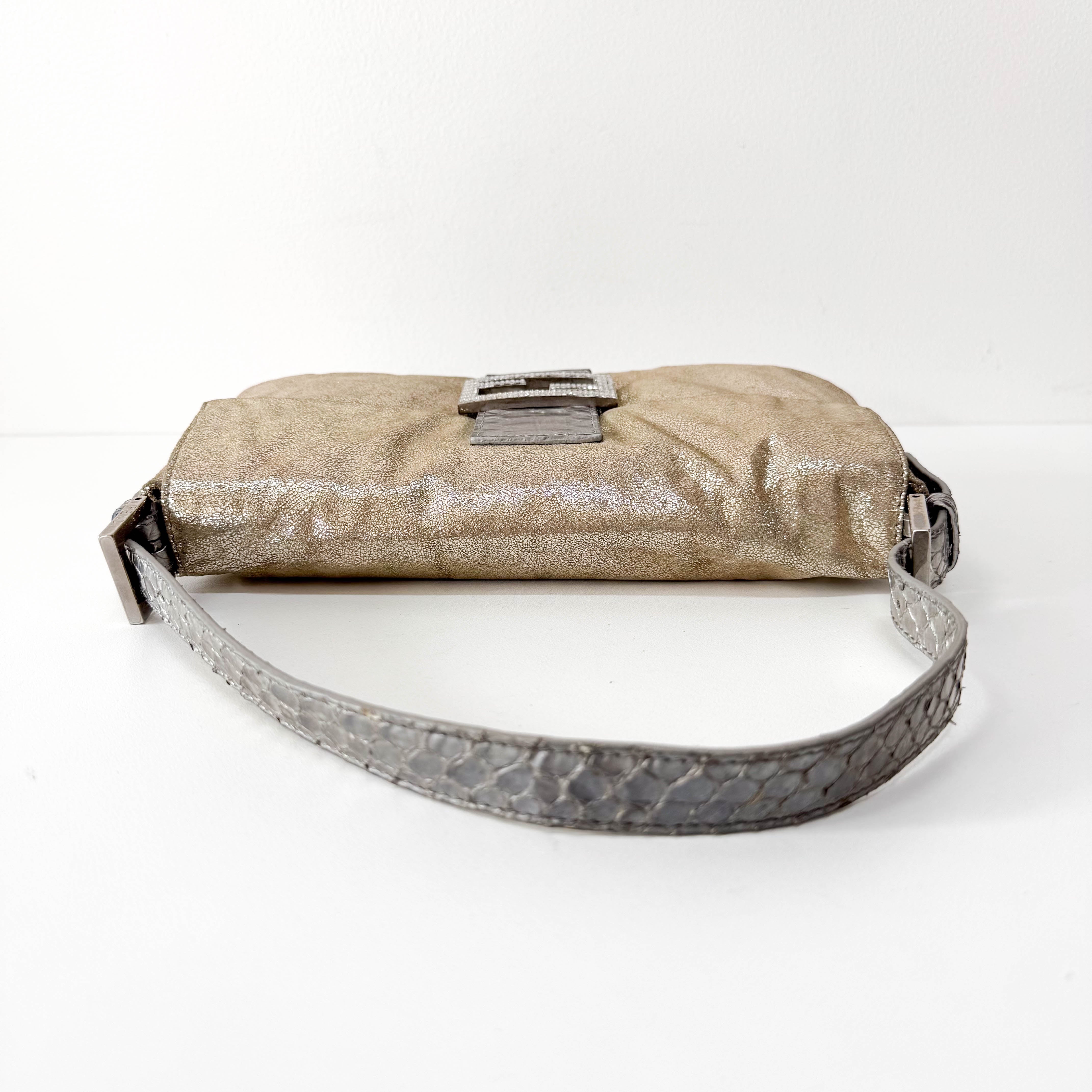 Baguette Gold Leather Shoulder Bag