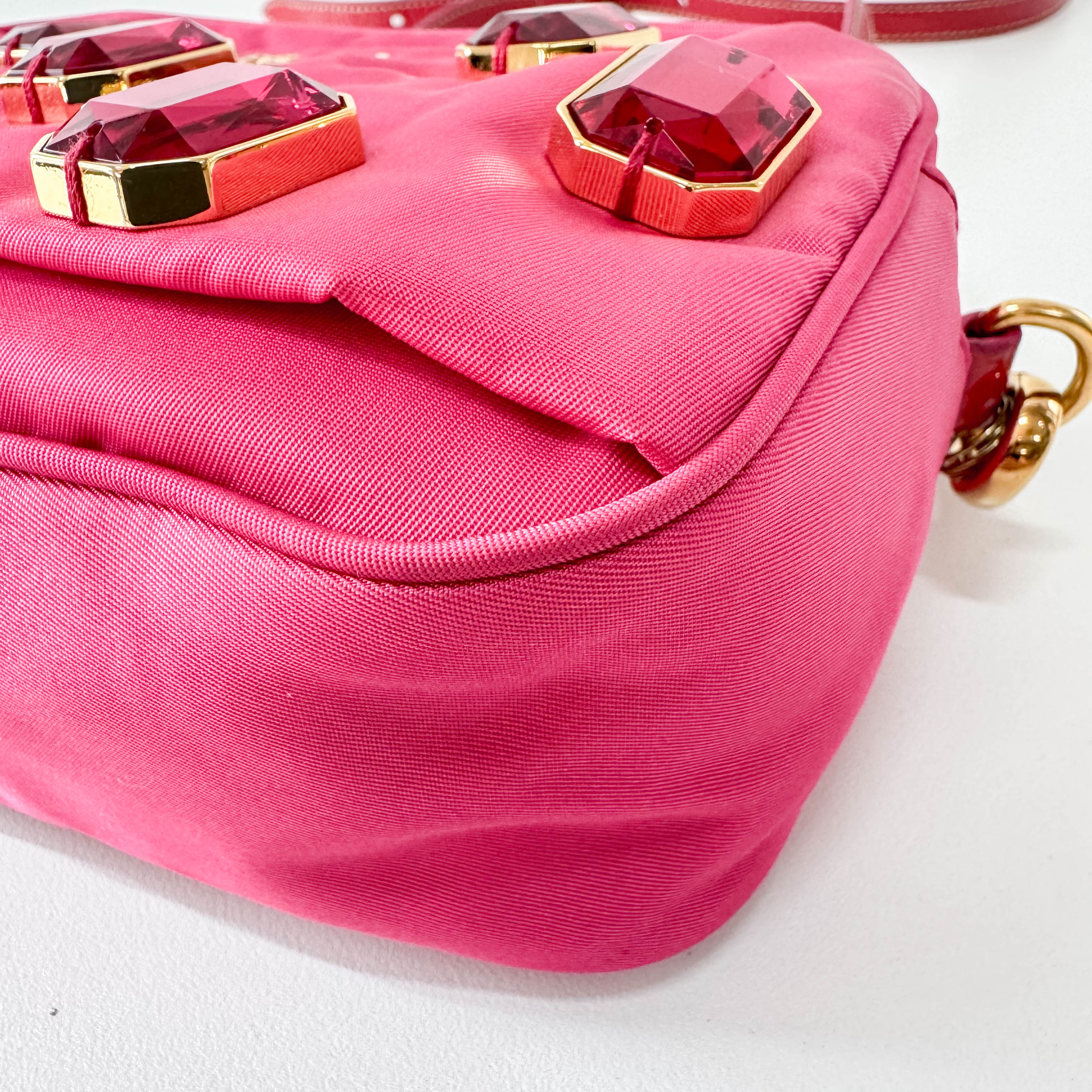 Tessuto Pietre Mini Pink Nylon Crossbody Bag