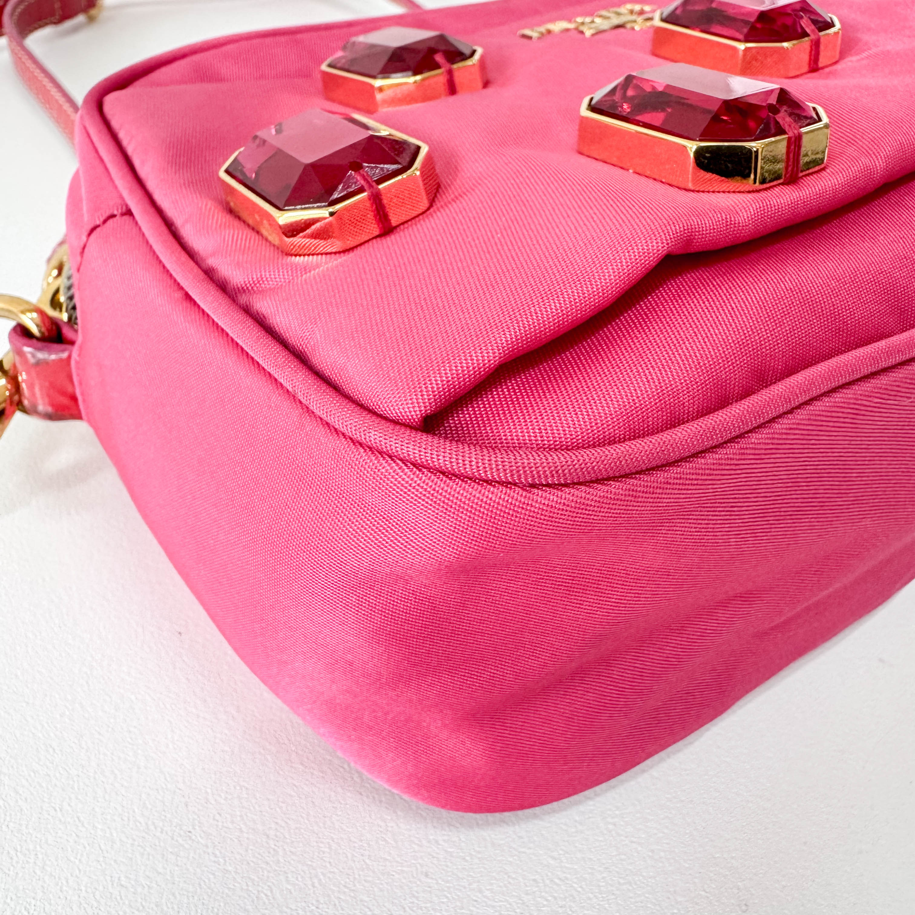 Tessuto Pietre Mini Pink Nylon Crossbody Bag