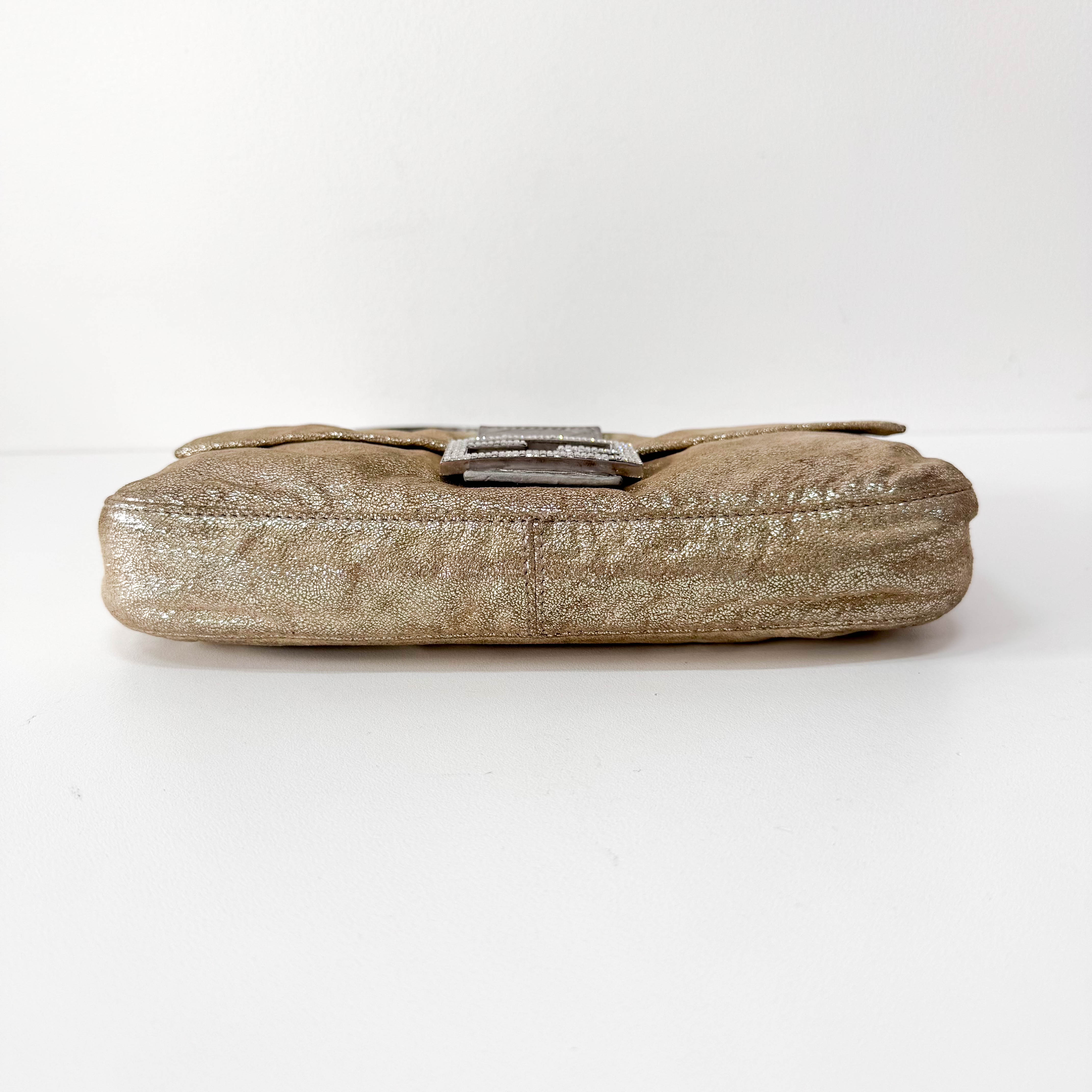 Baguette Gold Leather Shoulder Bag