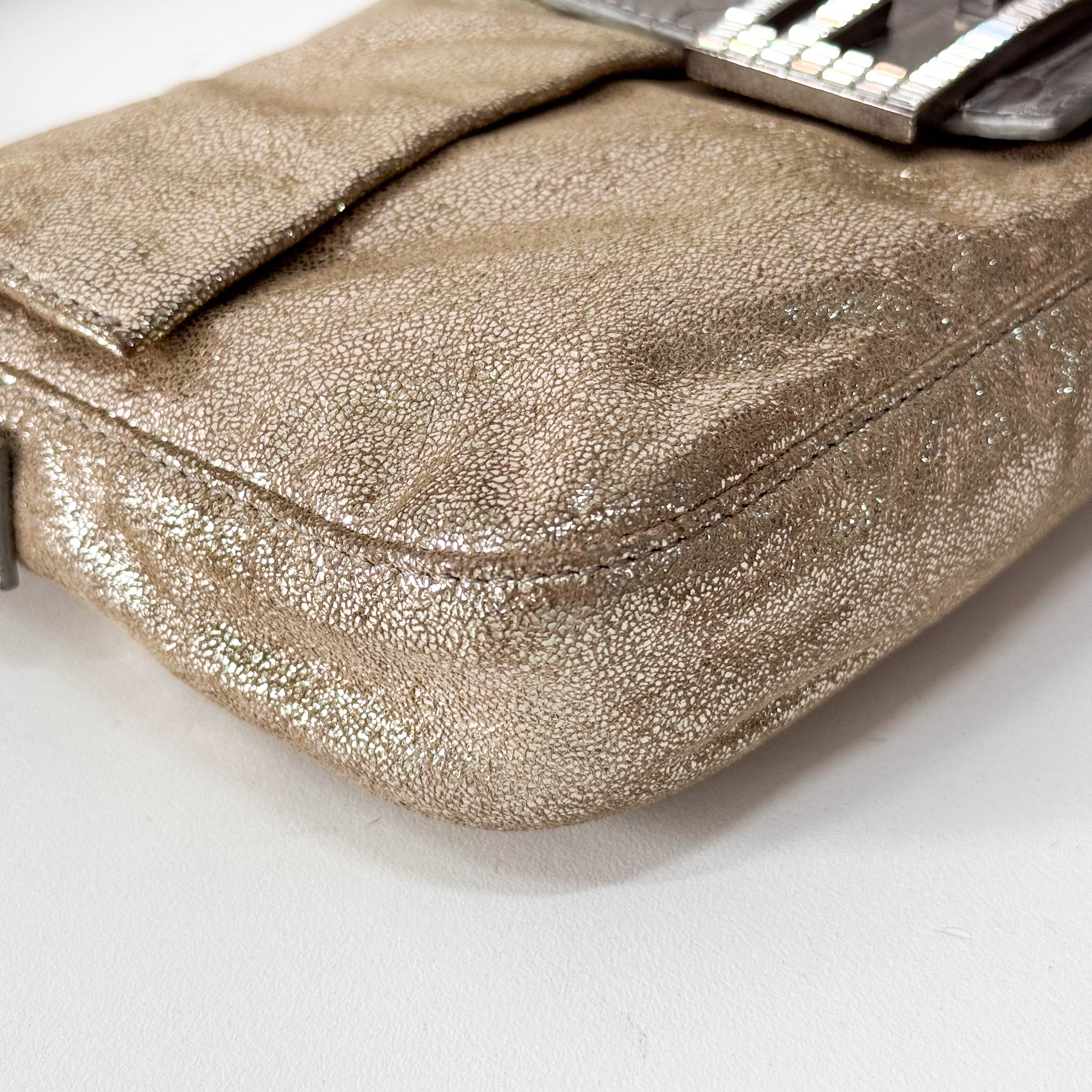 Baguette Gold Leather Shoulder Bag