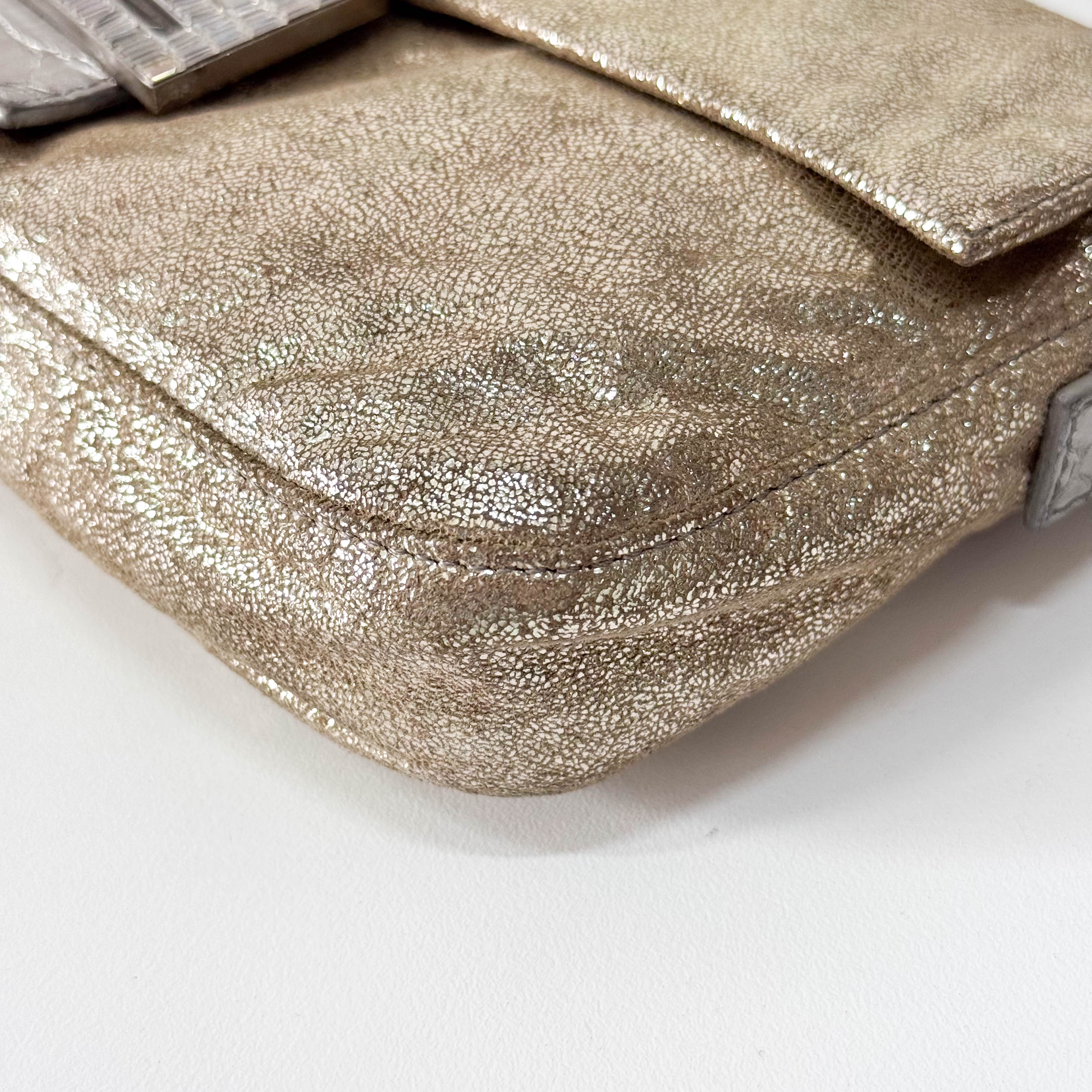 Baguette Gold Leather Shoulder Bag