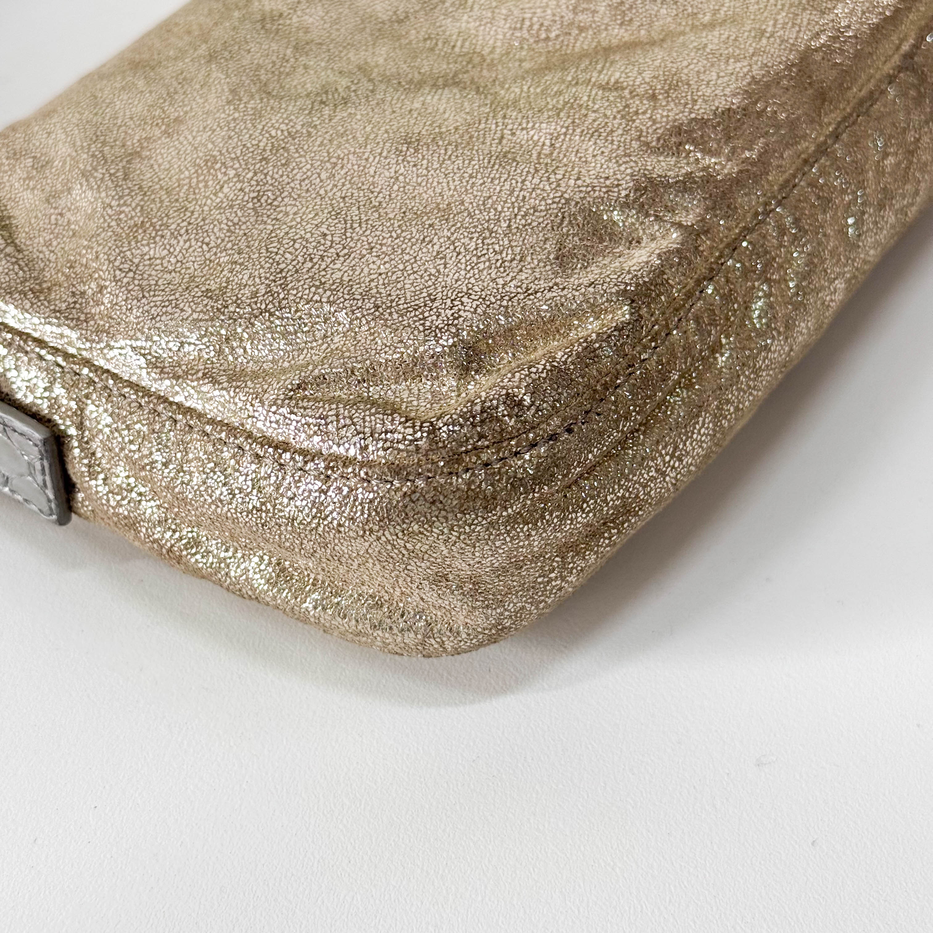 Baguette Gold Leather Shoulder Bag