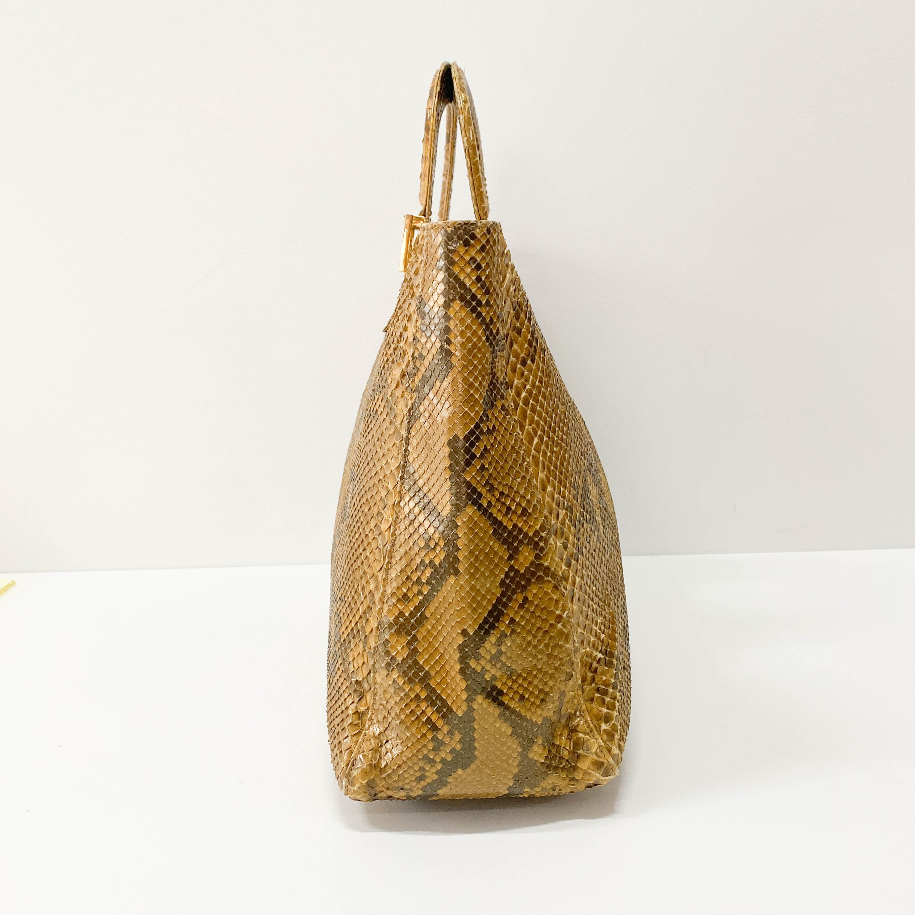 Gold Python Embossed Leather Handbag