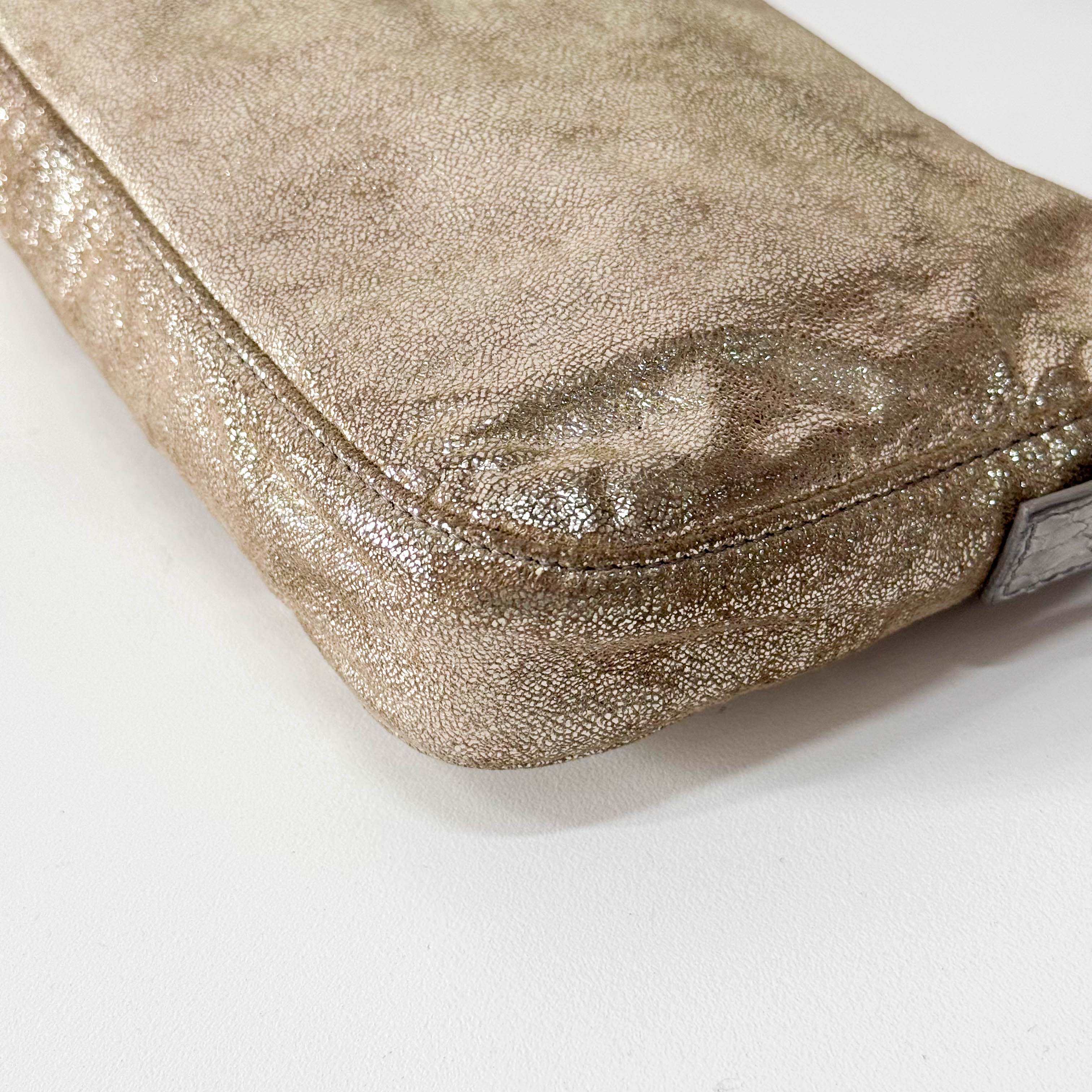 Baguette Gold Leather Shoulder Bag