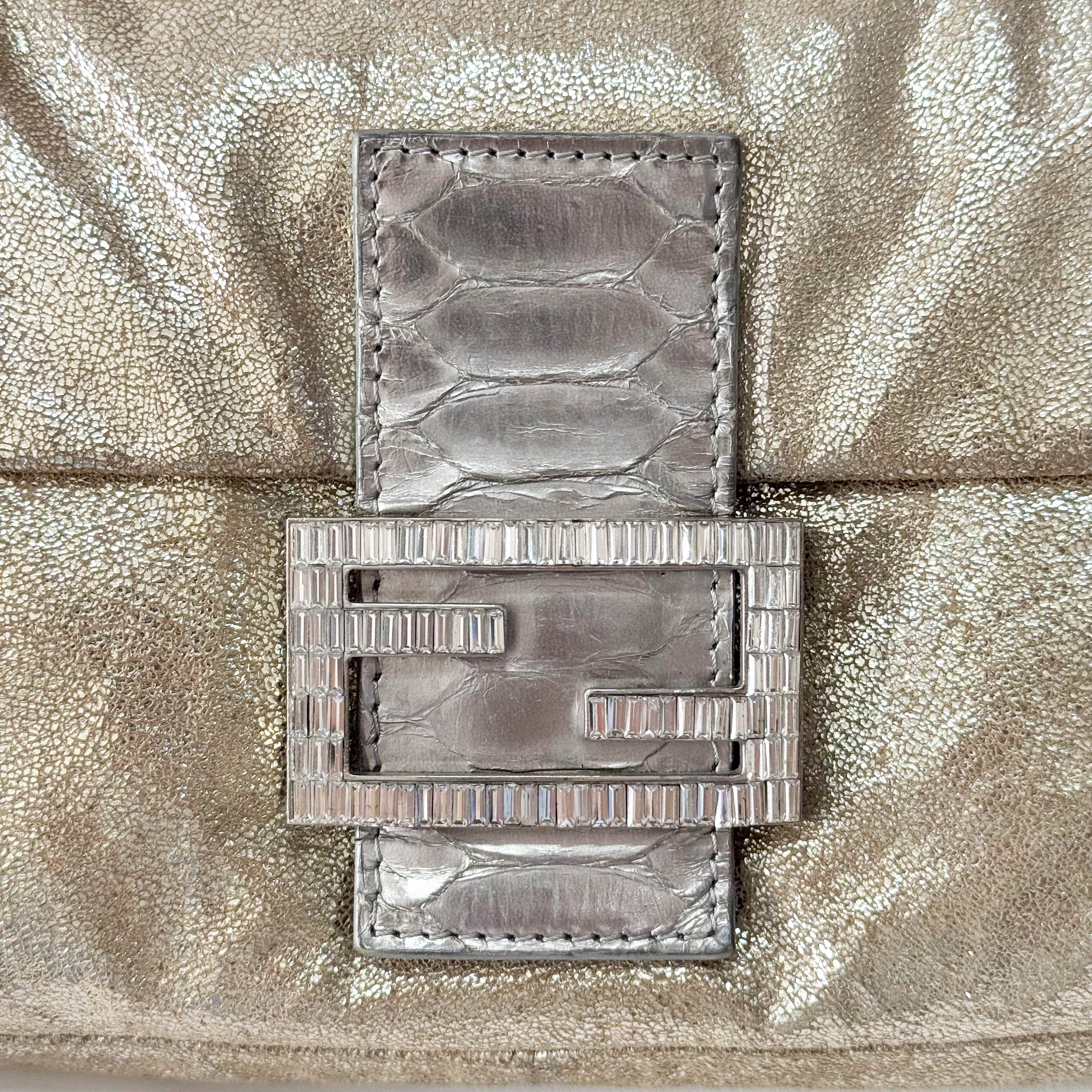 Baguette Gold Leather Shoulder Bag