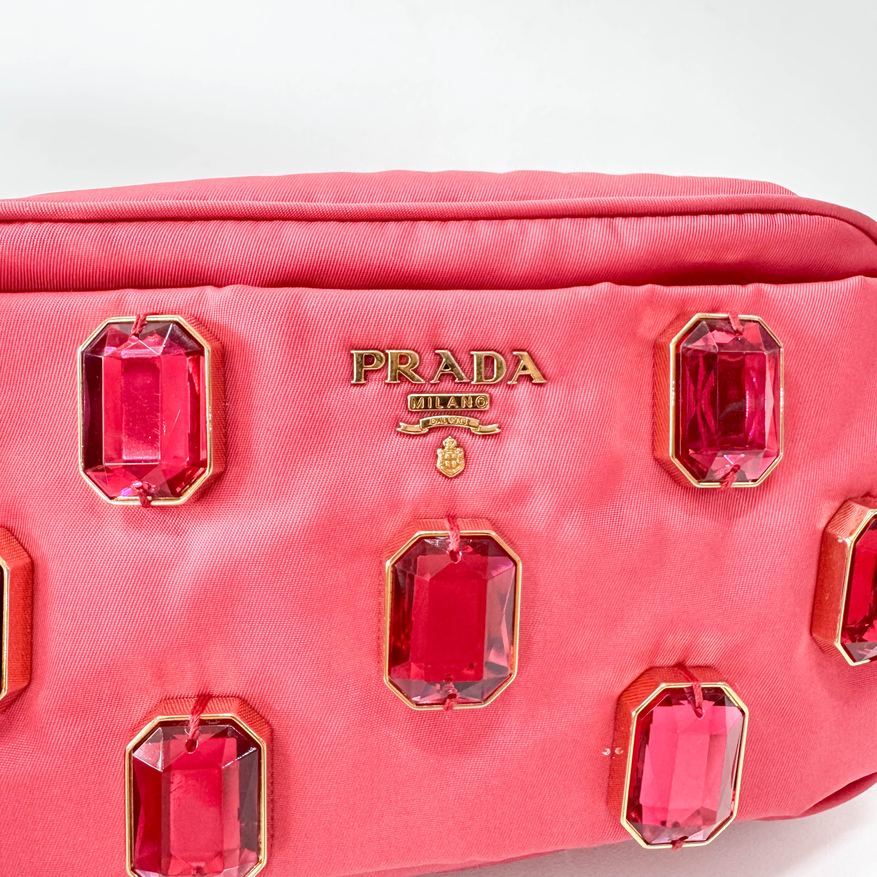 Tessuto Pietre Mini Pink Nylon Crossbody Bag