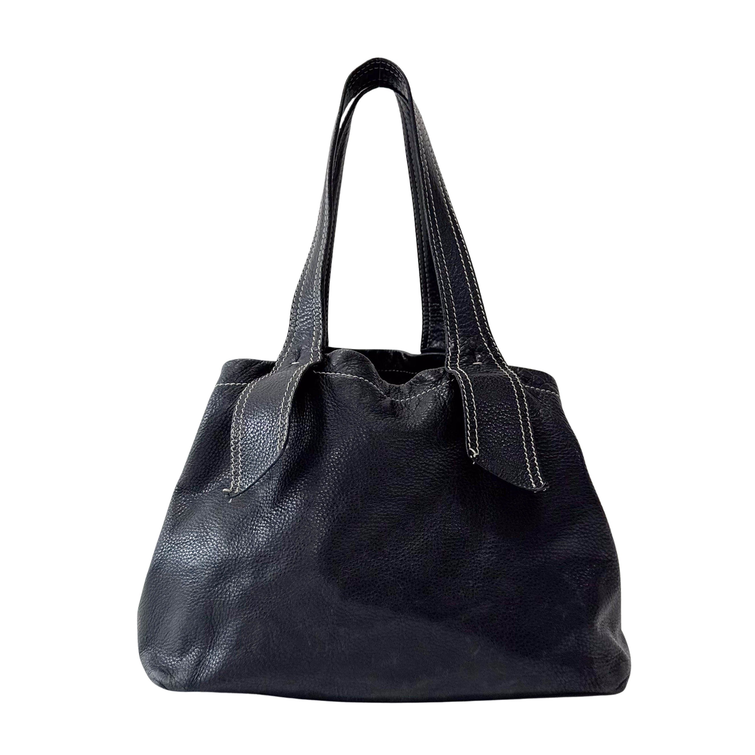 Archive Black Leather Shoulder Bag